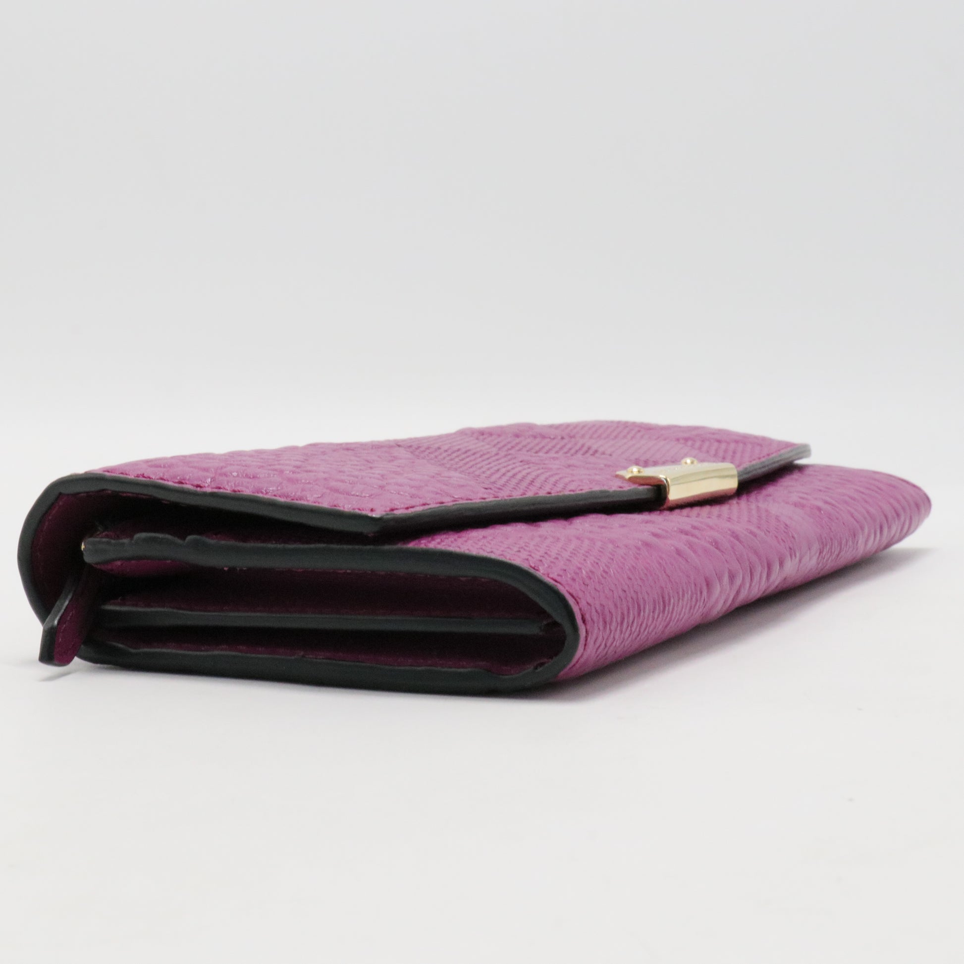 Signature Grain Calfskin Check Embossed Porter Continental Wallet