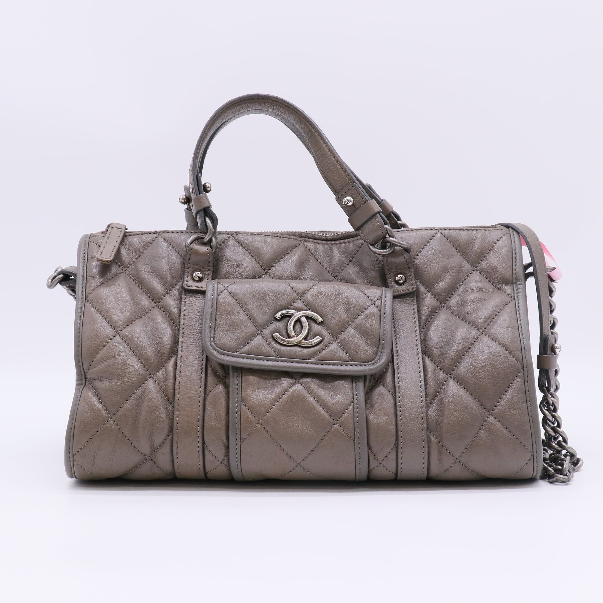 Casual Riviera Bowling Bag Quilted Calfskin Medium Twins LDZ613