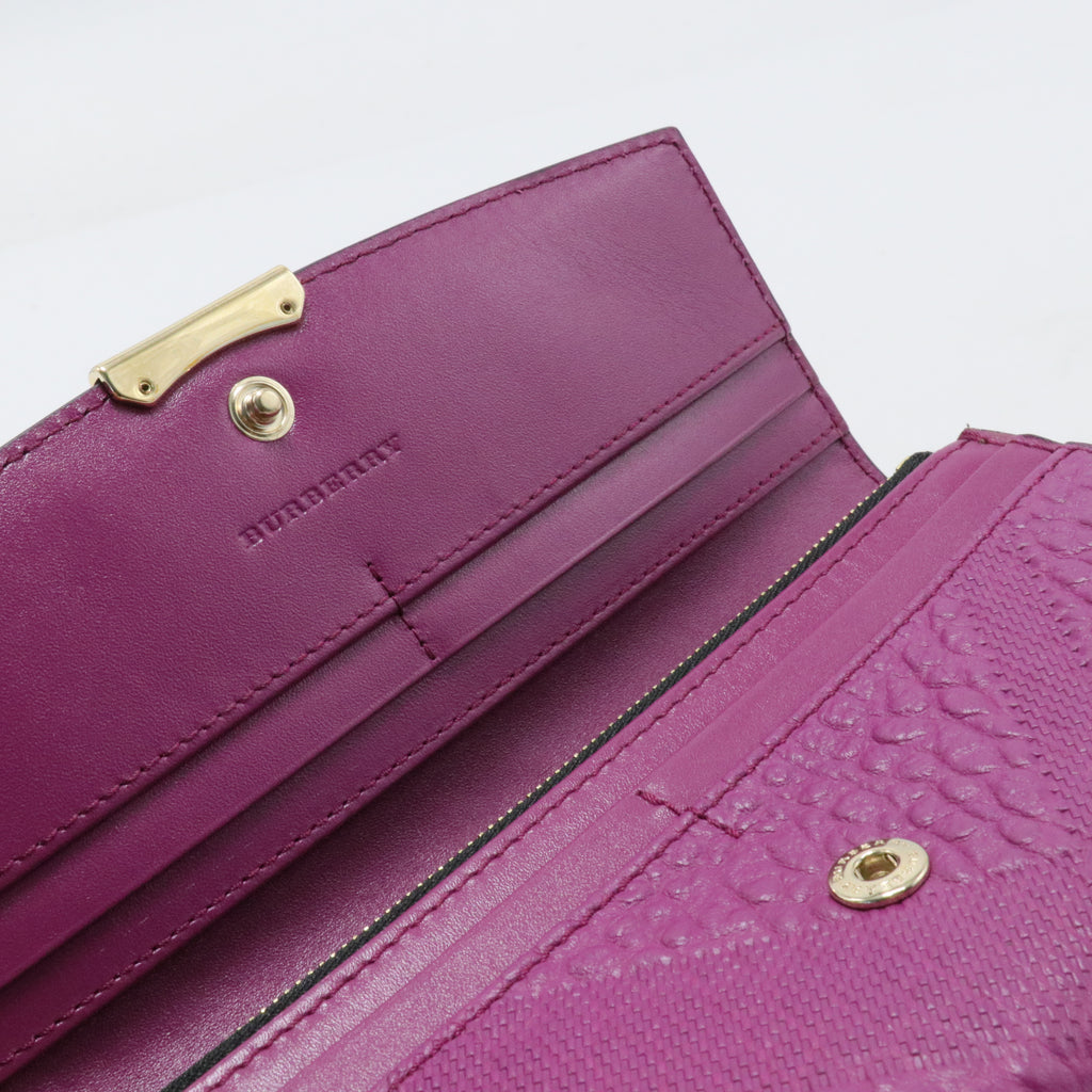 Signature Grain Calfskin Check Embossed Porter Continental Wallet