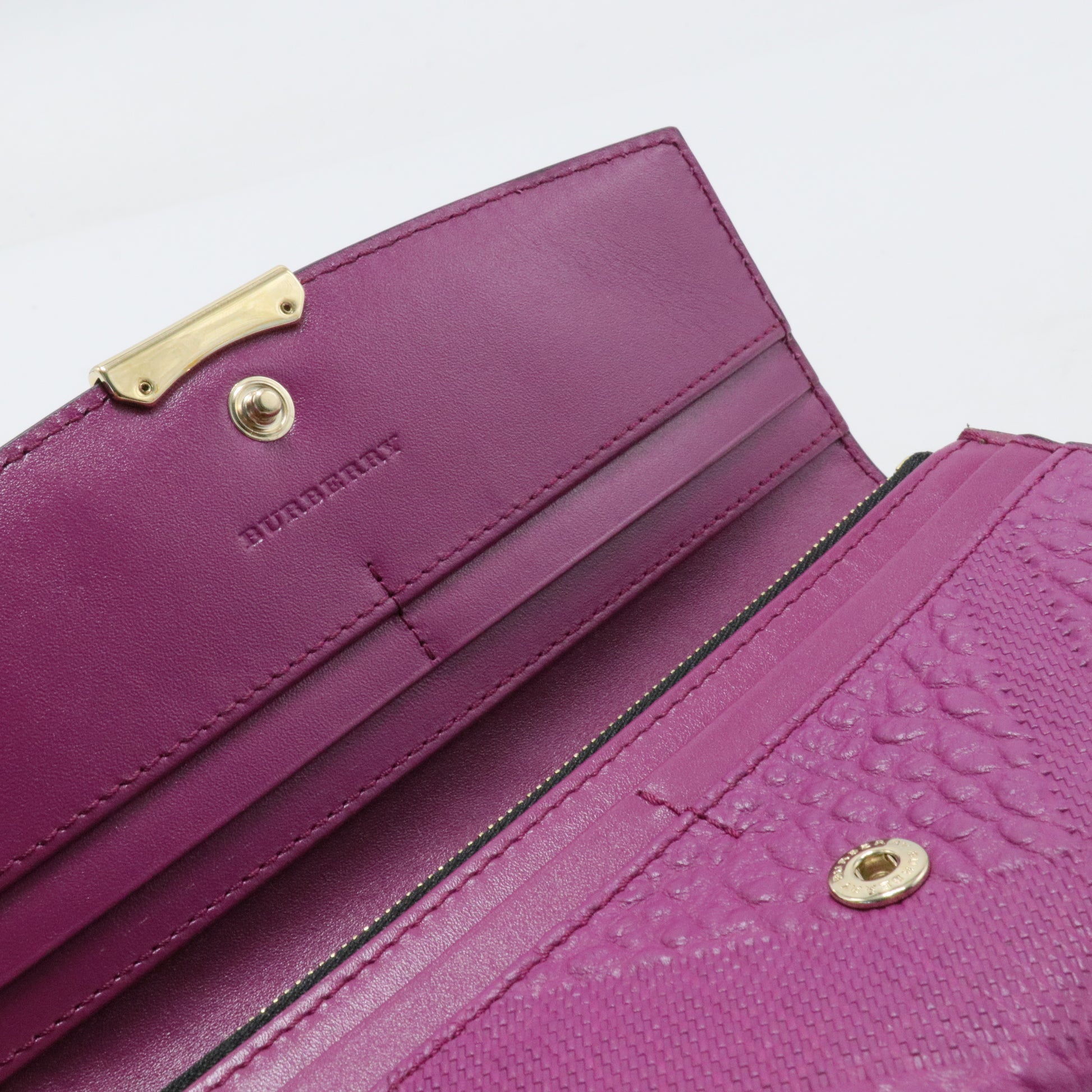 Signature Grain Calfskin Check Embossed Porter Continental Wallet