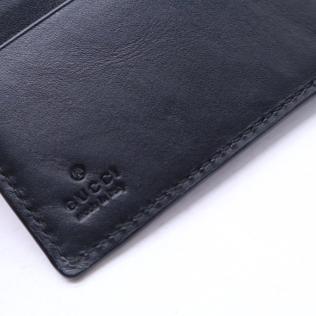 Gucci Black Guccissima Leather Interlocking G French Wallet W20720