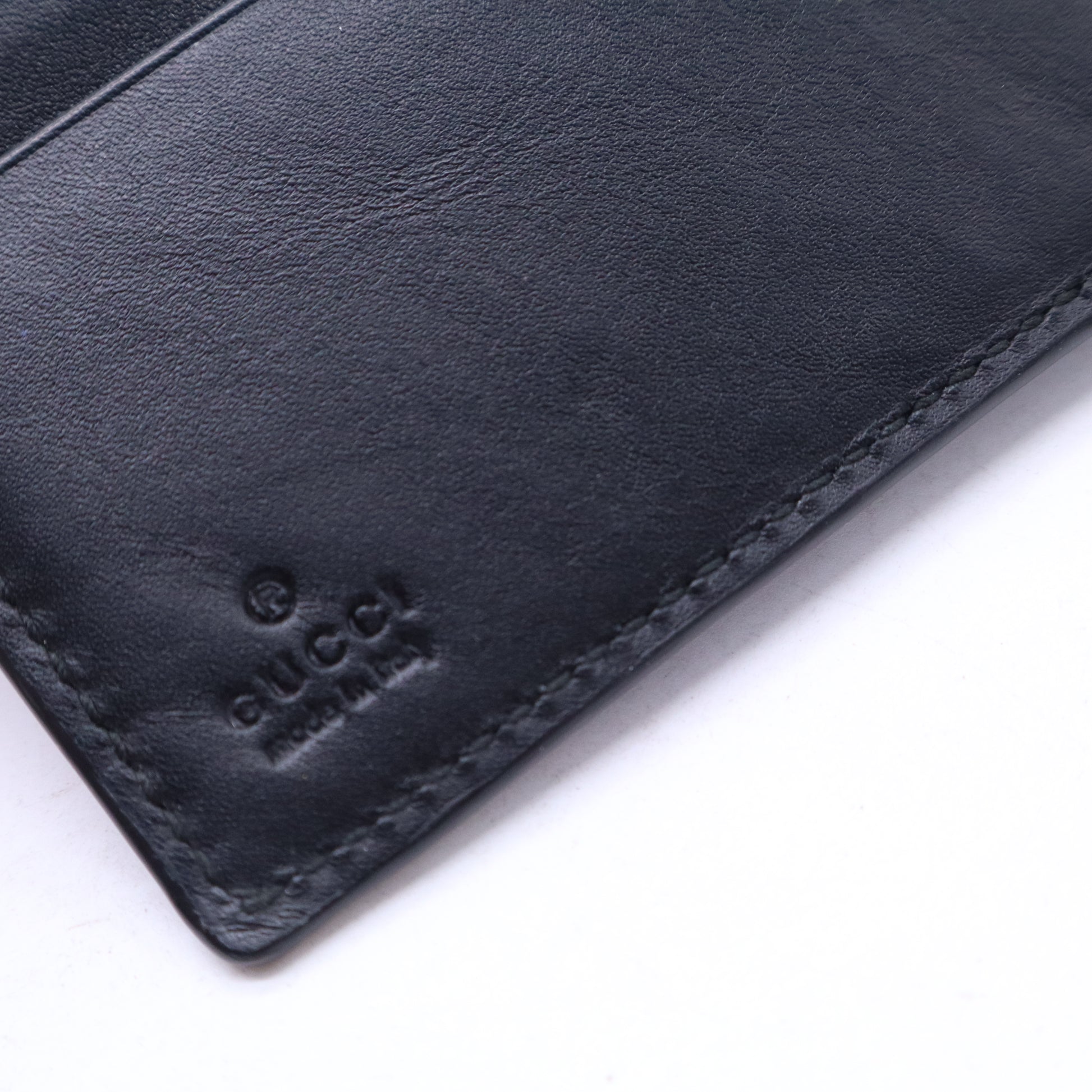 Gucci Black Guccissima Leather Interlocking G French Wallet W20720