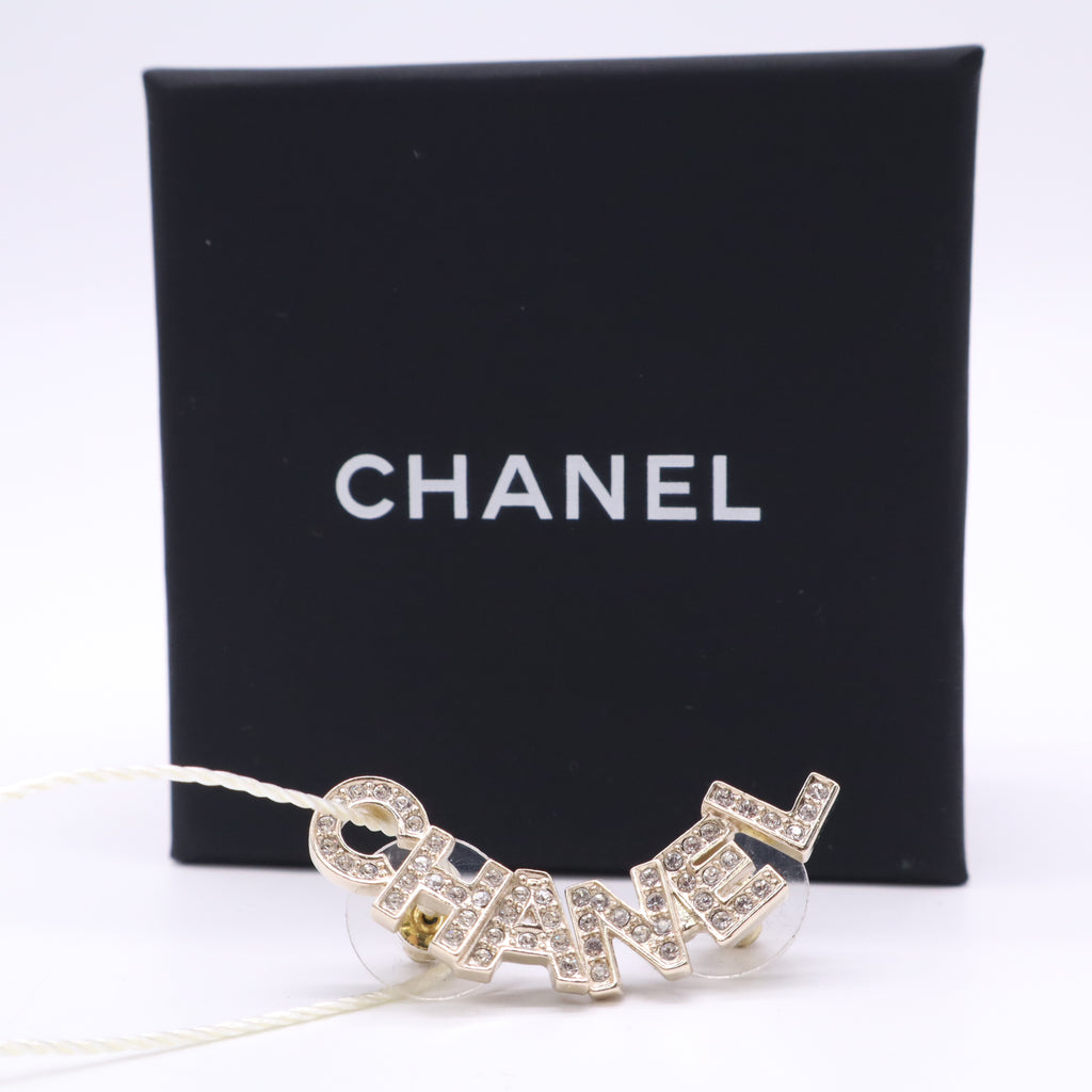 Chanel Signature Stud Earrings Gold Twins LDZ603