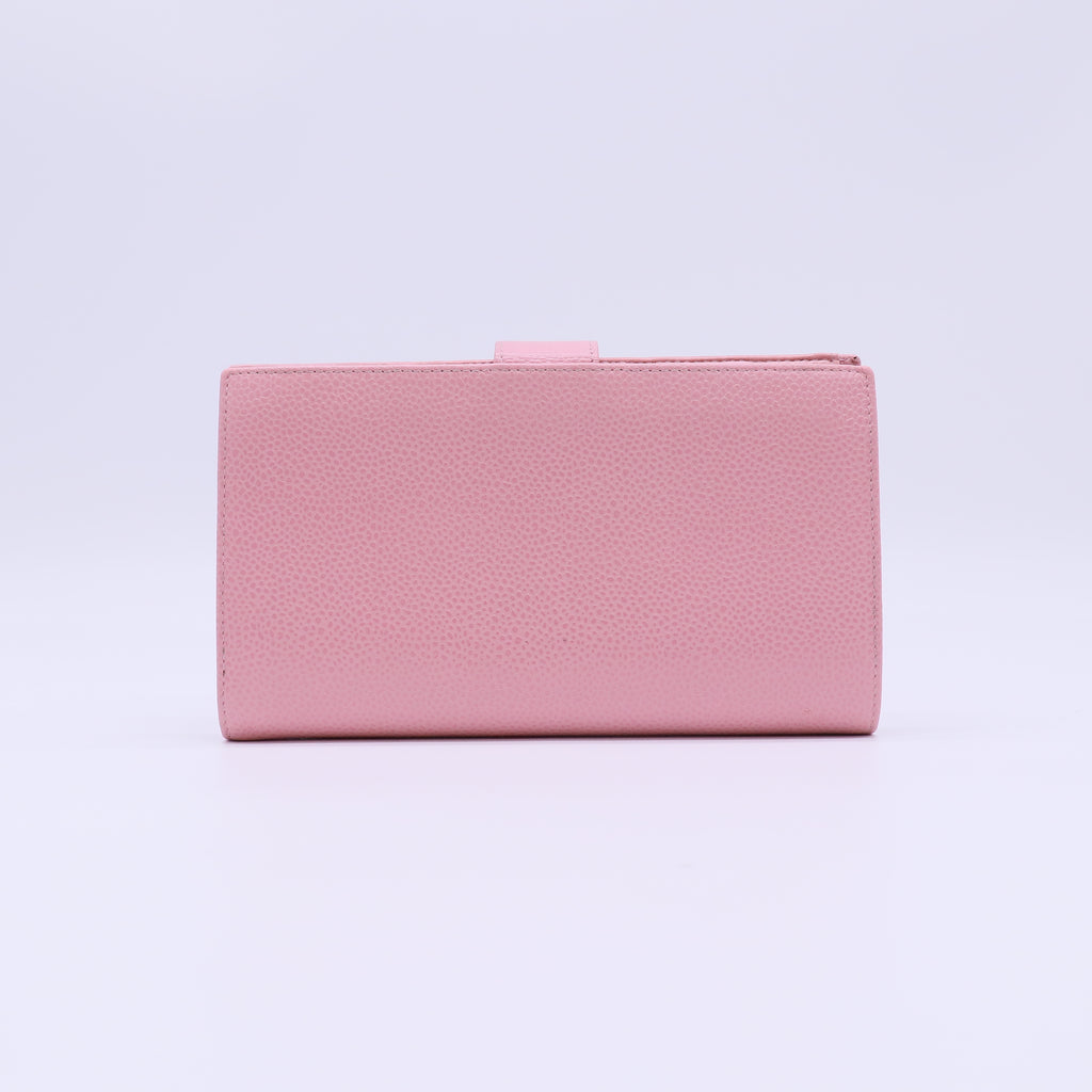 Chanel Pink Caviar CC Stitch Long Bifold Wallet W21403