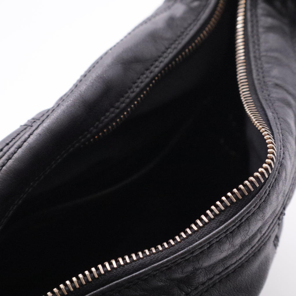 Vintage Black Lambskin CC Tortoise Handle Hobo