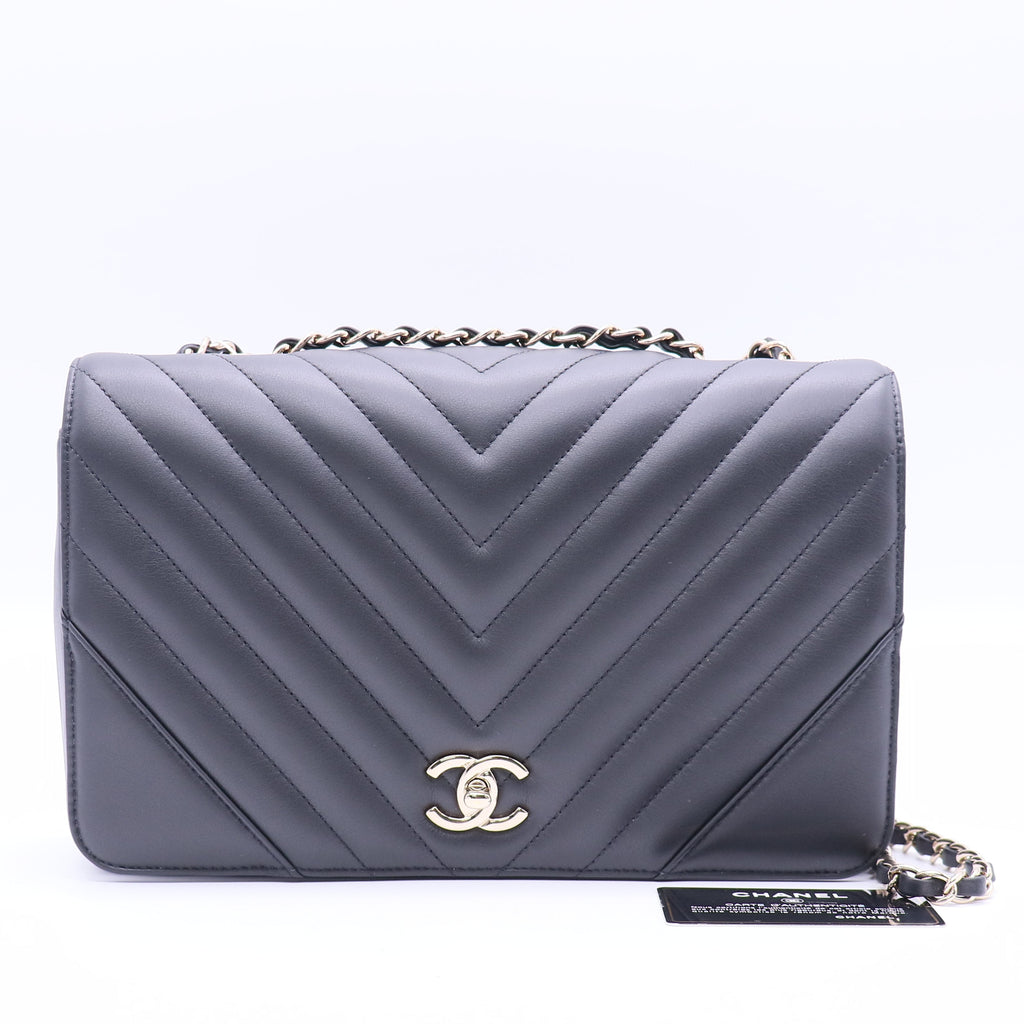 Statement Flap Bag Chevron Calfskin Medium Twins LDJ3699