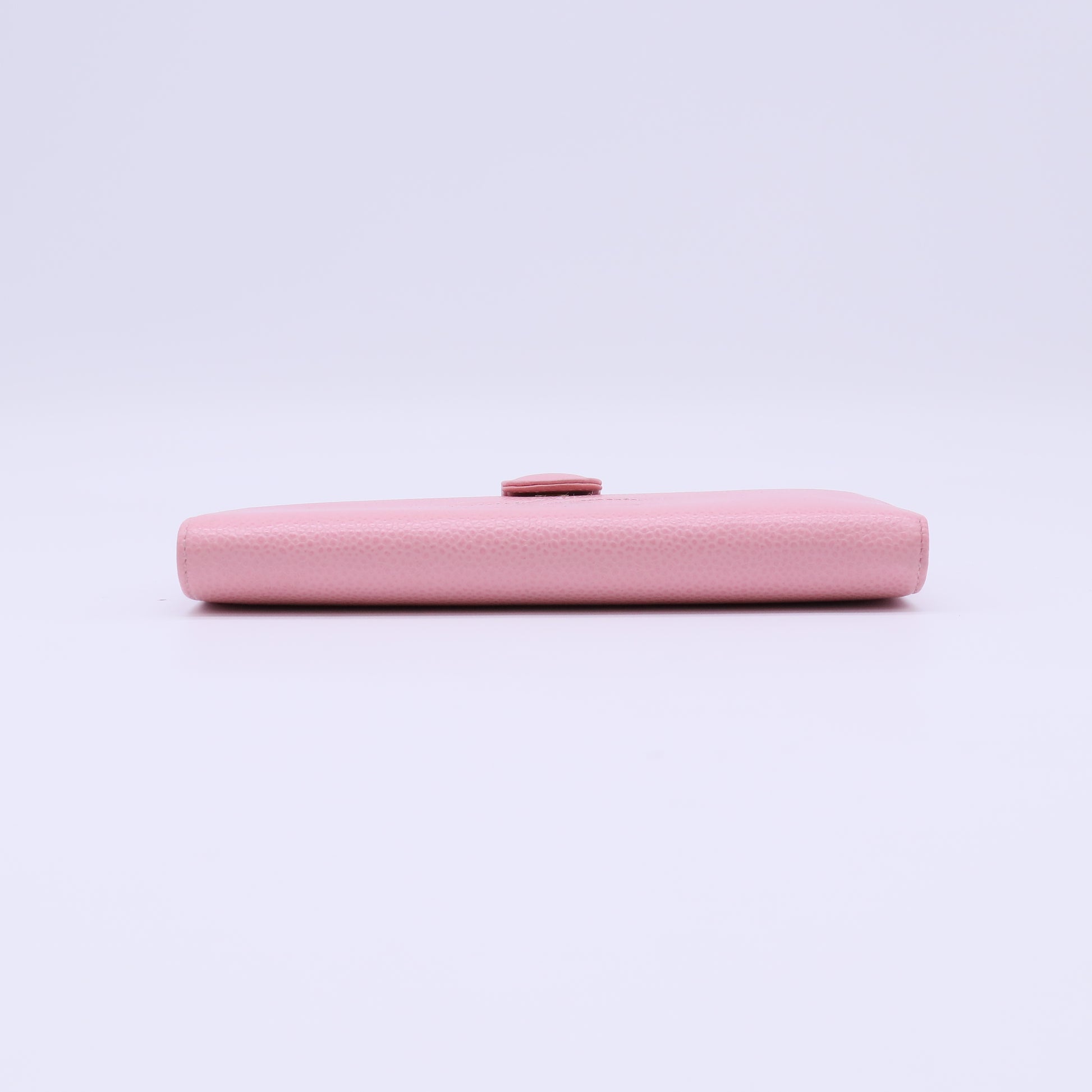 Chanel Pink Caviar CC Stitch Long Bifold Wallet W21403