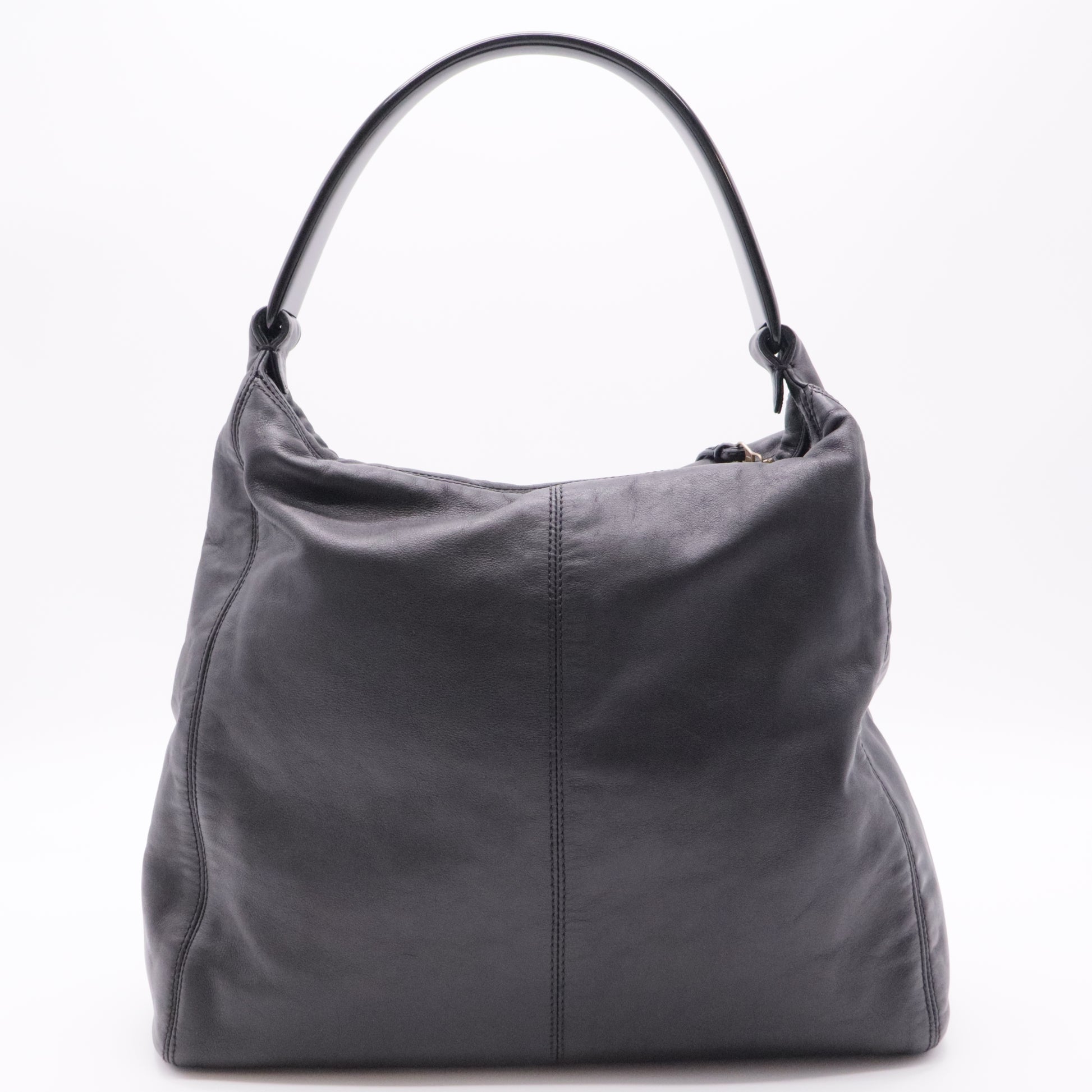 Vintage Black Lambskin CC Tortoise Handle Hobo