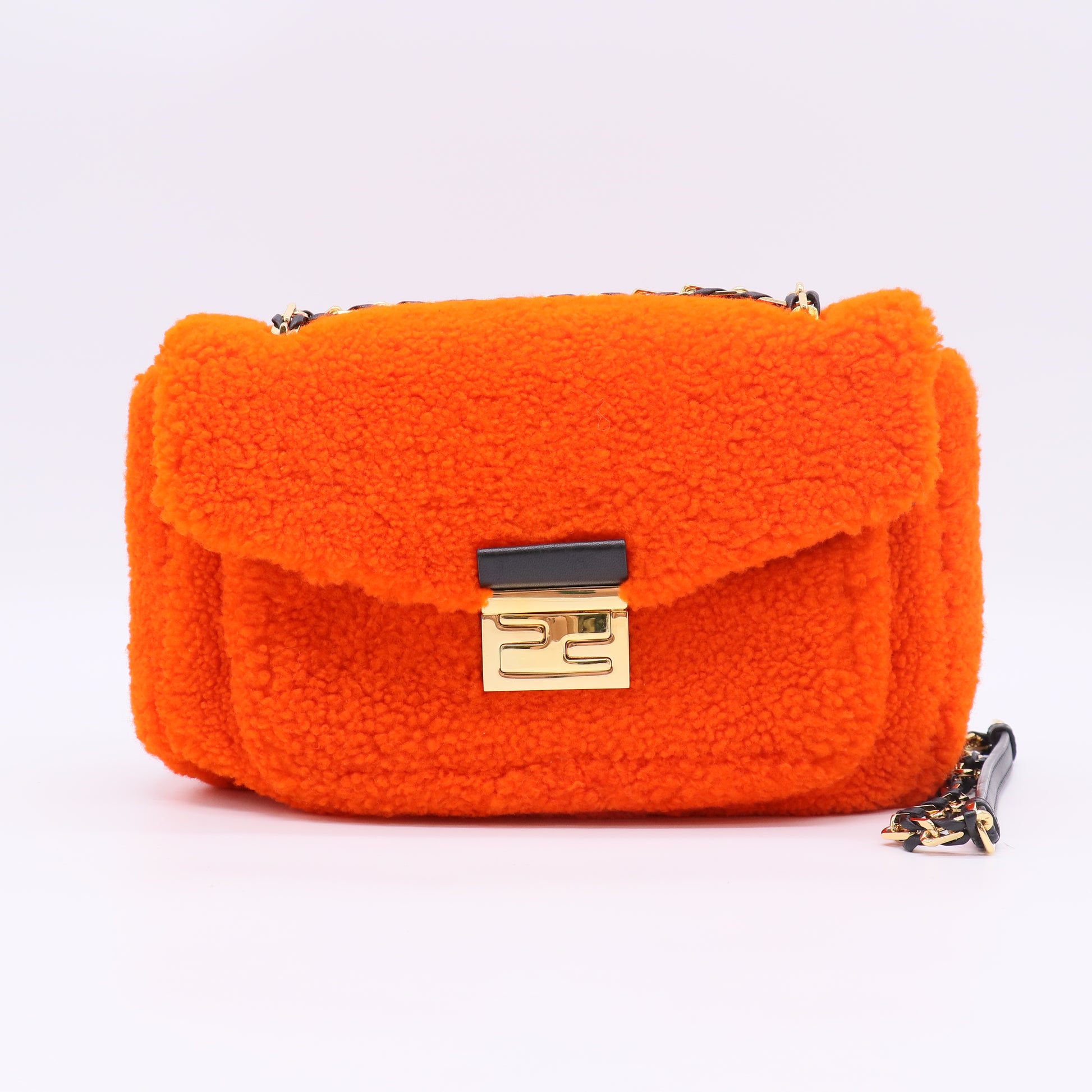 Fendi Be Baguette Shearling Shoulder Bag twins B23695