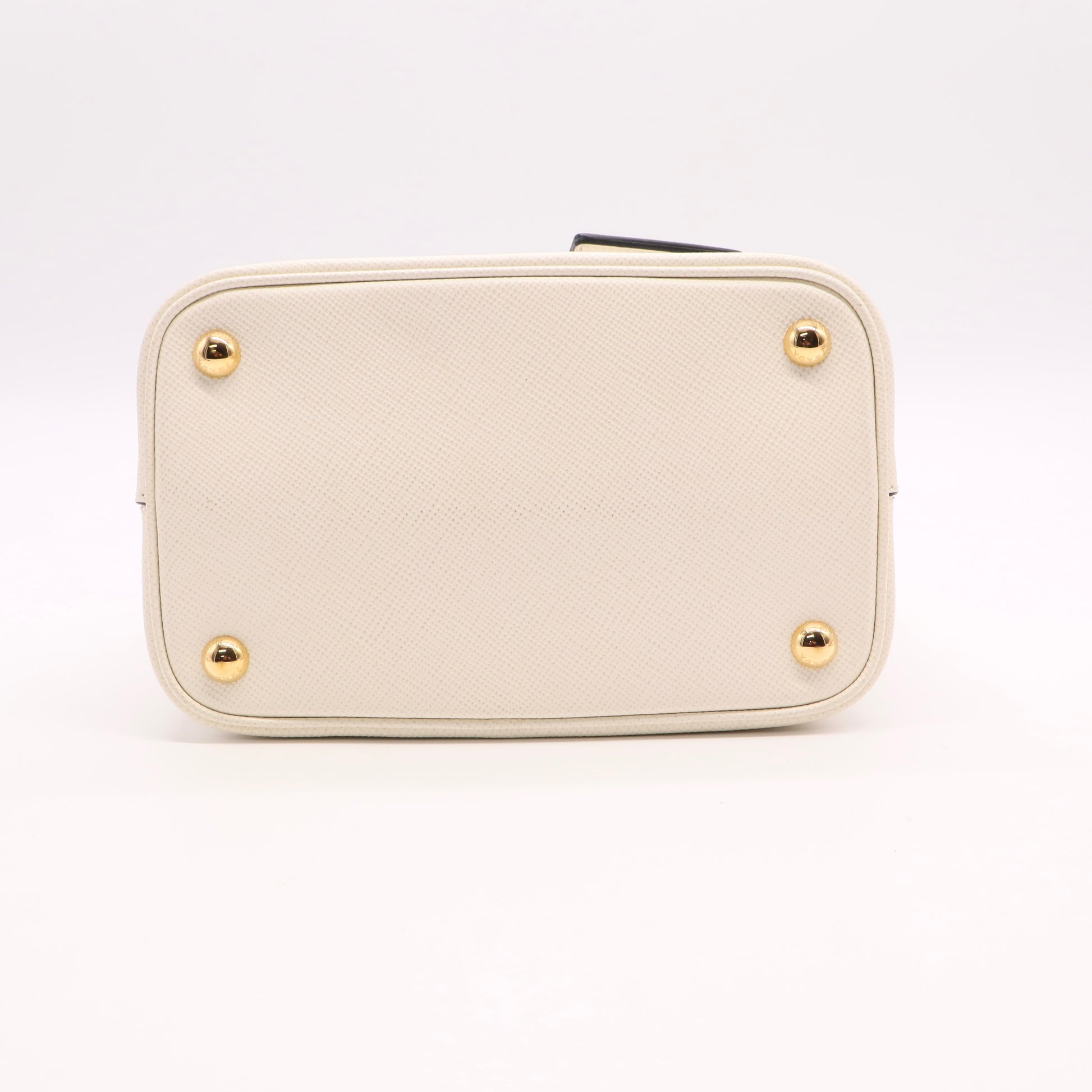 White Saffiano Leather Panier Medium Bucket Bag Twins