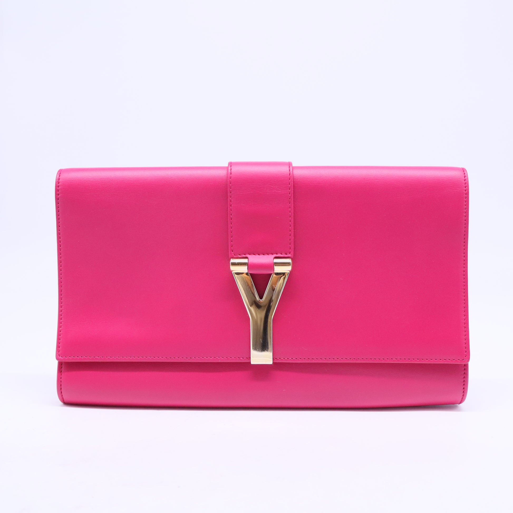 Pink Smooth Calfskin Leather Ligne Y Clutch Bag W20420