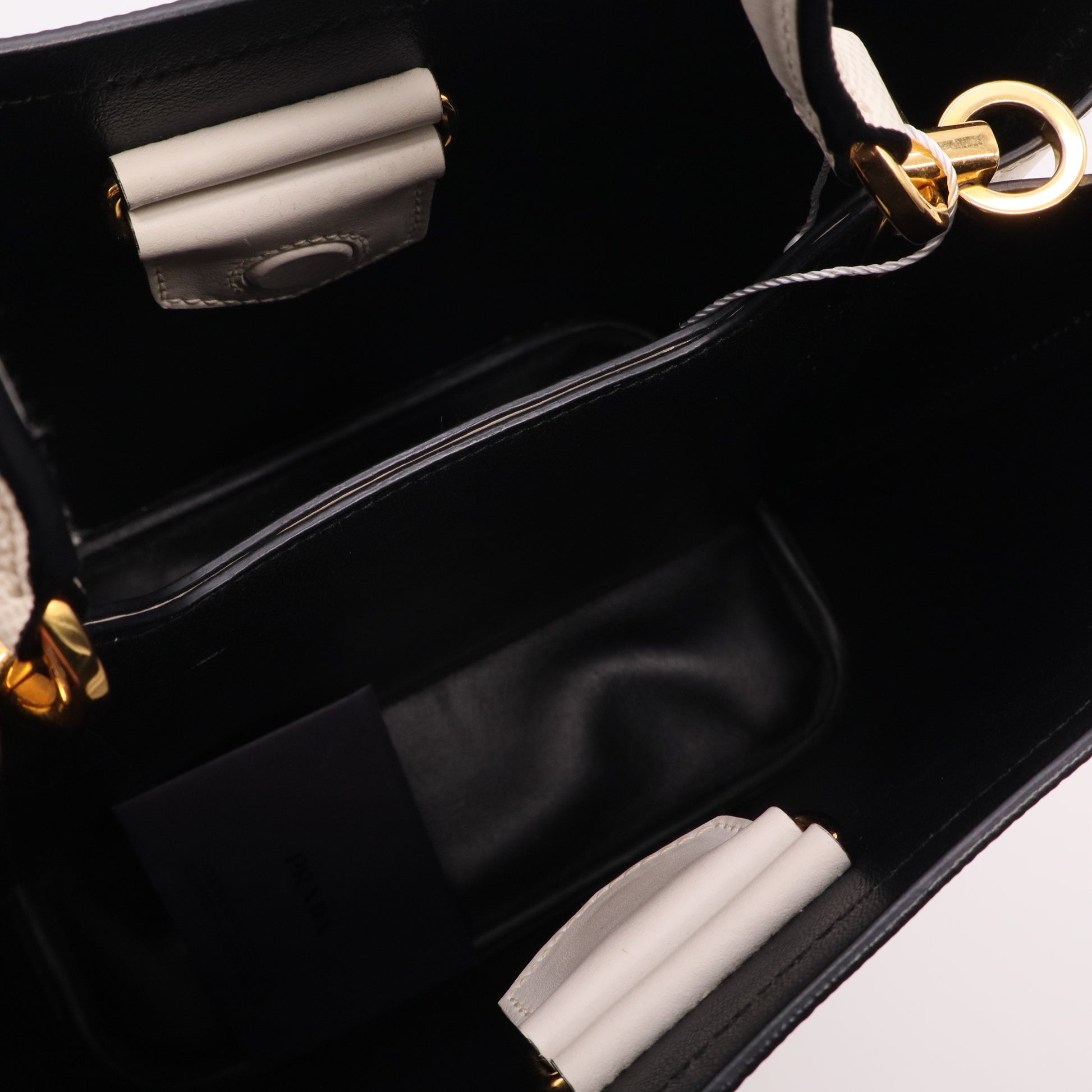 White Saffiano Leather Panier Medium Bucket Bag Twins