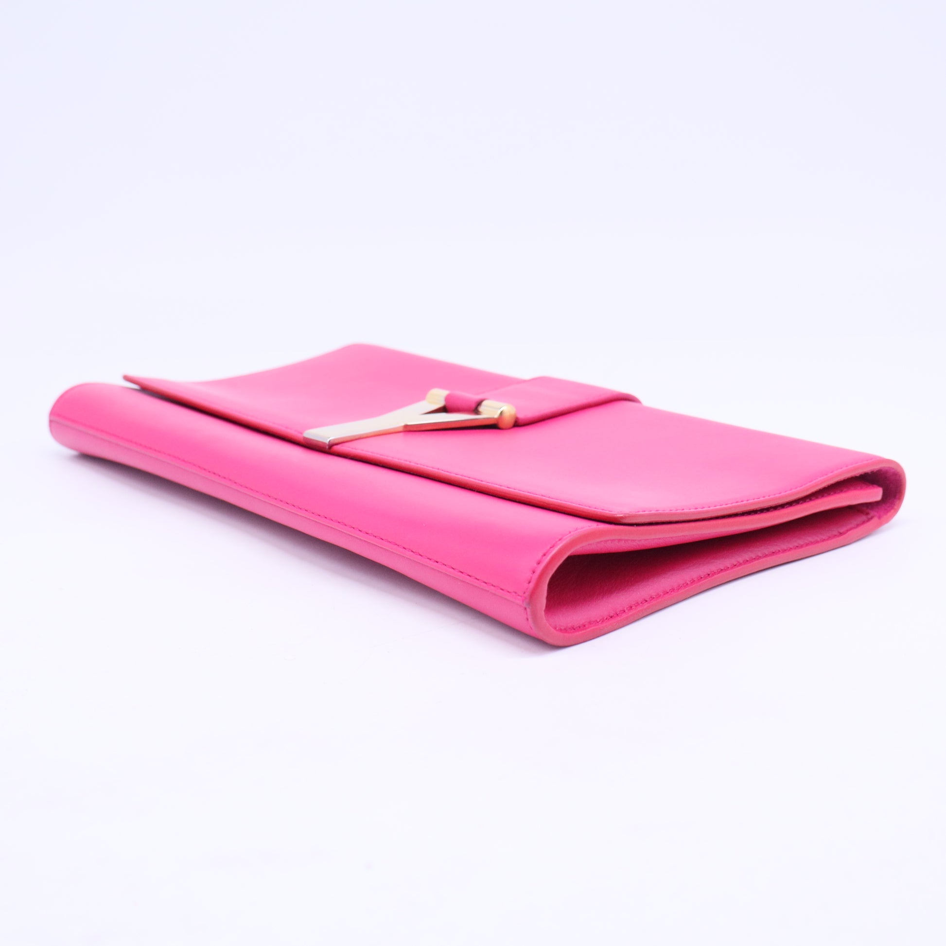 Pink Smooth Calfskin Leather Ligne Y Clutch Bag W20420