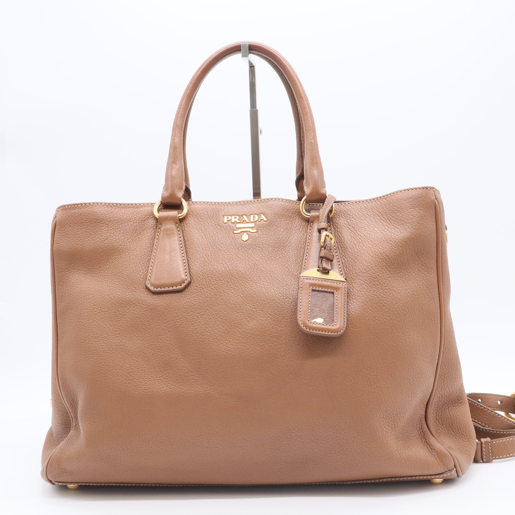 Prada Large Beige Calfskin Vitello Daino Tote Bag