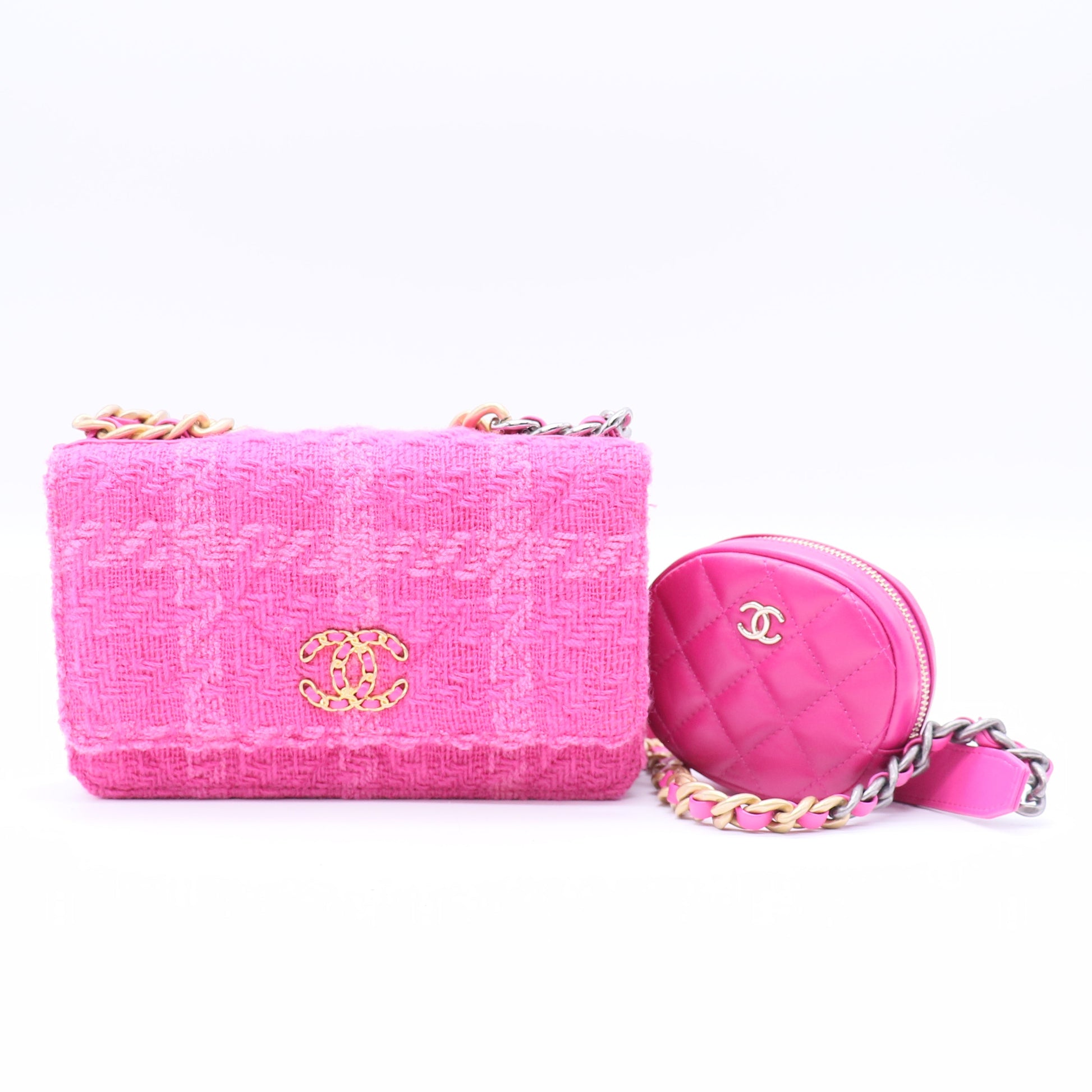 Chanel 19 Wallet On Chain with Coin Purse Pink Twins LDJ3721