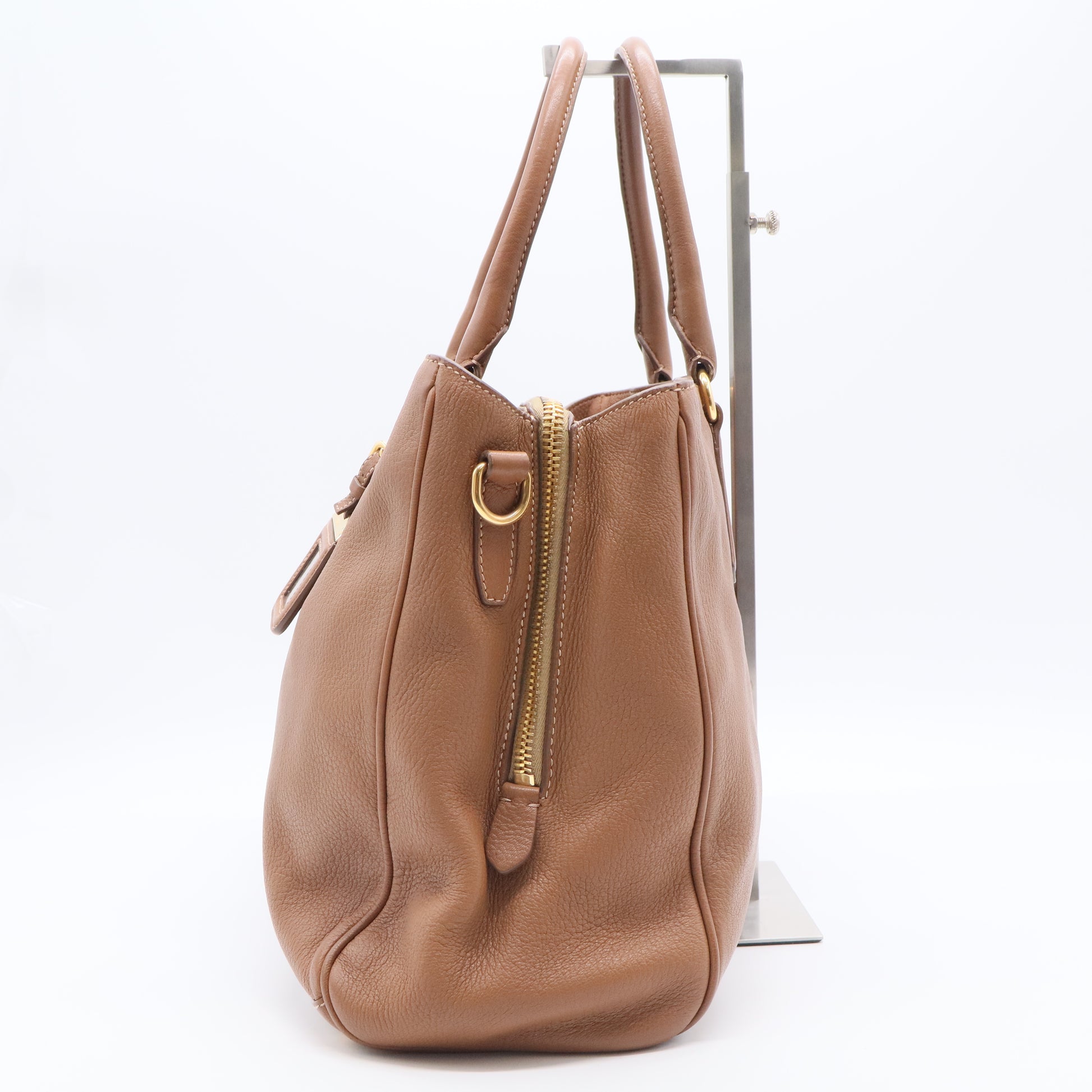 Prada Large Beige Calfskin Vitello Daino Tote Bag