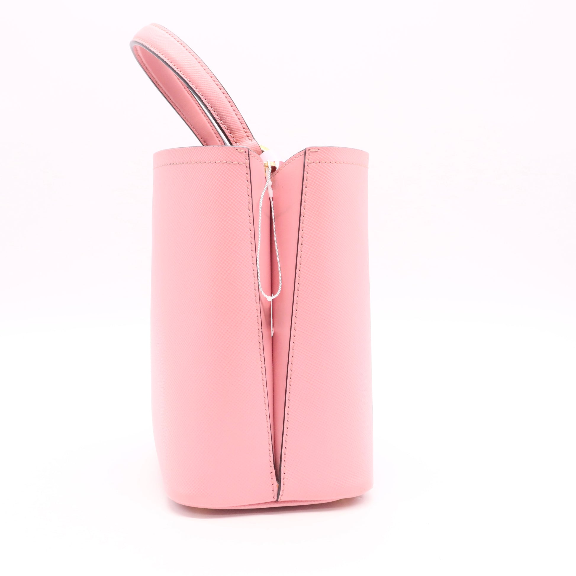 Pink Saffiano Leather Panier Medium Bucket Bag Twins