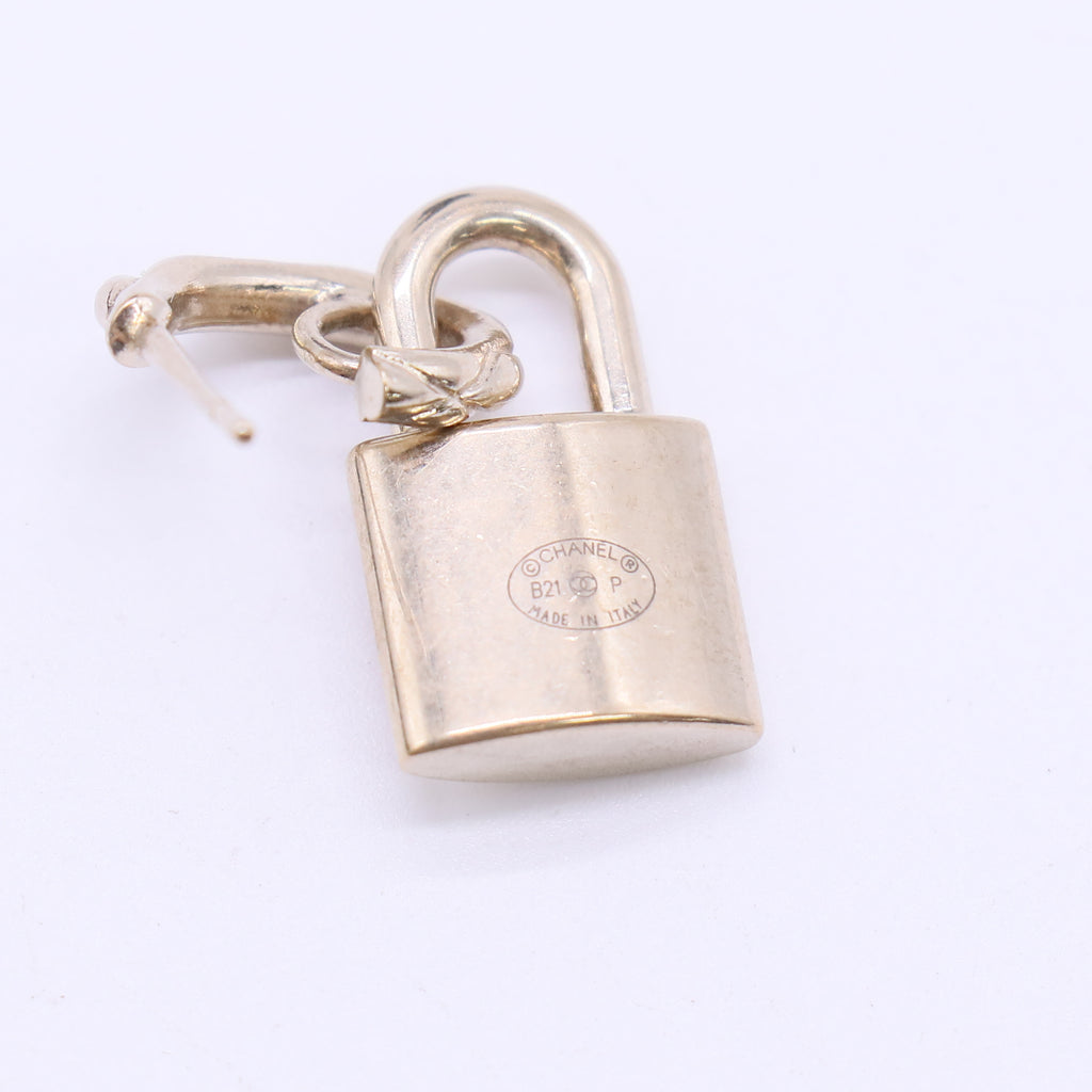 Chanel CC Padlock Drop Hoop Earrings W22137