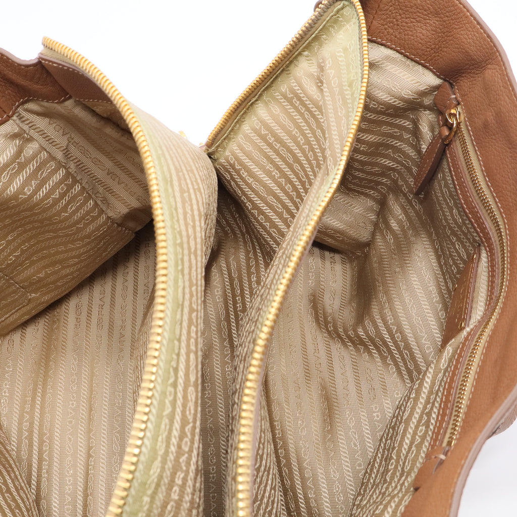 Prada Large Beige Calfskin Vitello Daino Tote Bag