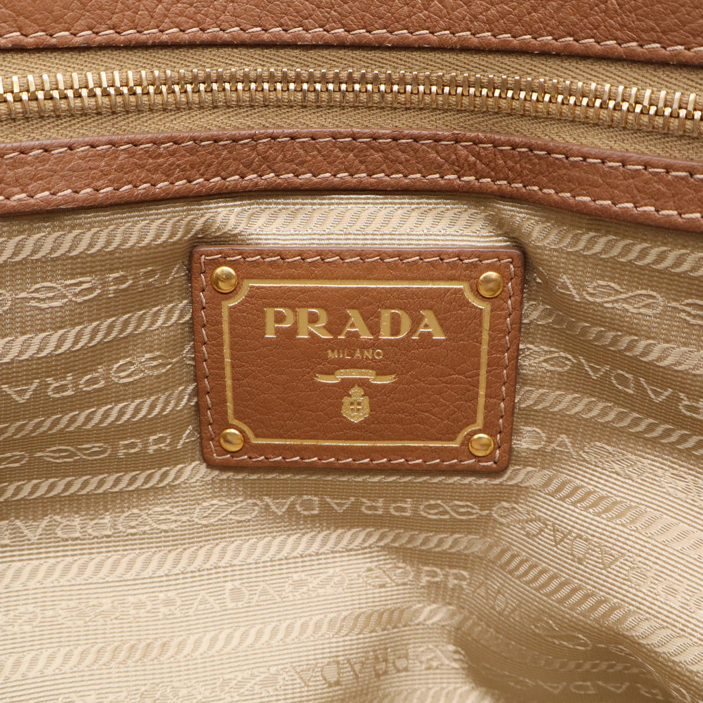 Prada Large Beige Calfskin Vitello Daino Tote Bag