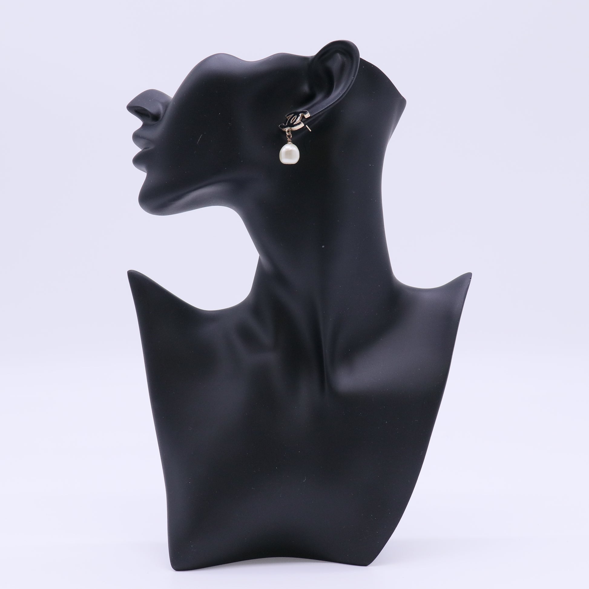 Chanel CC Enamel Drop Pearl Earrings W22130