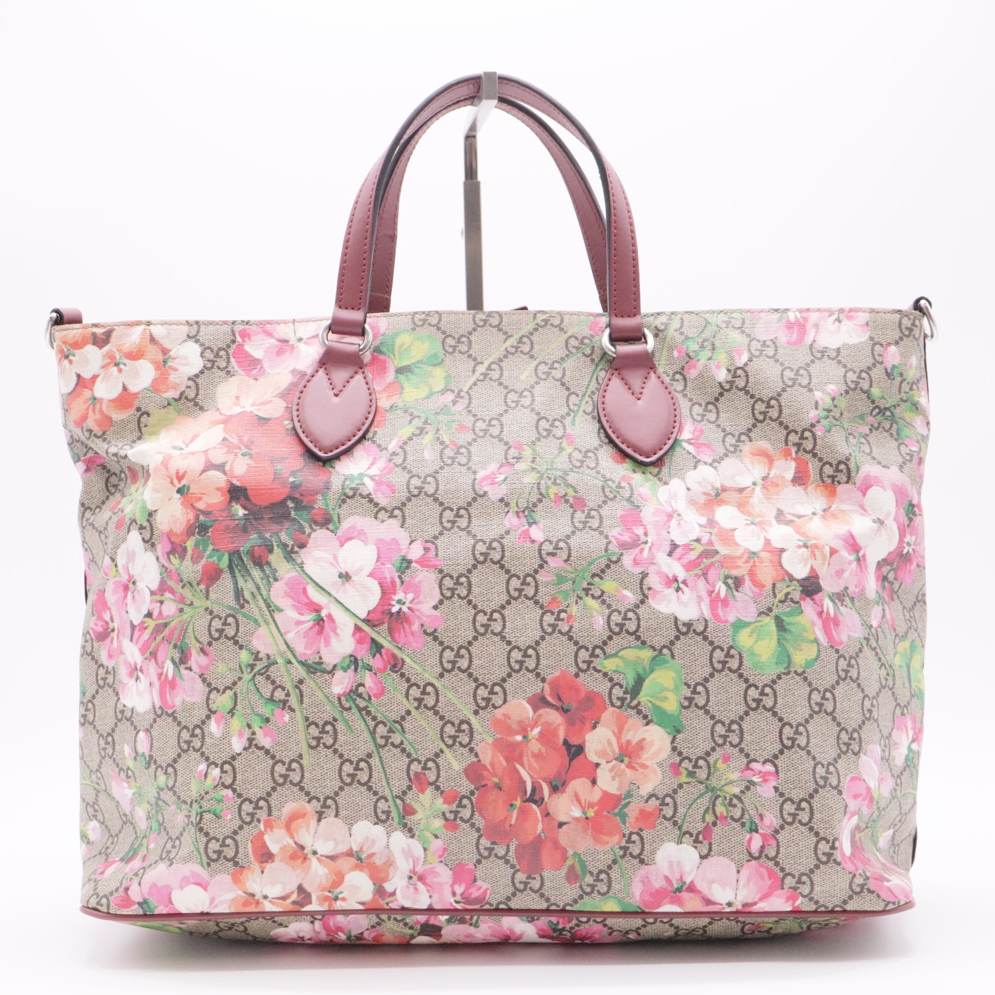 Signature Fold Over Tote Blooms Print GG Coated Canvas