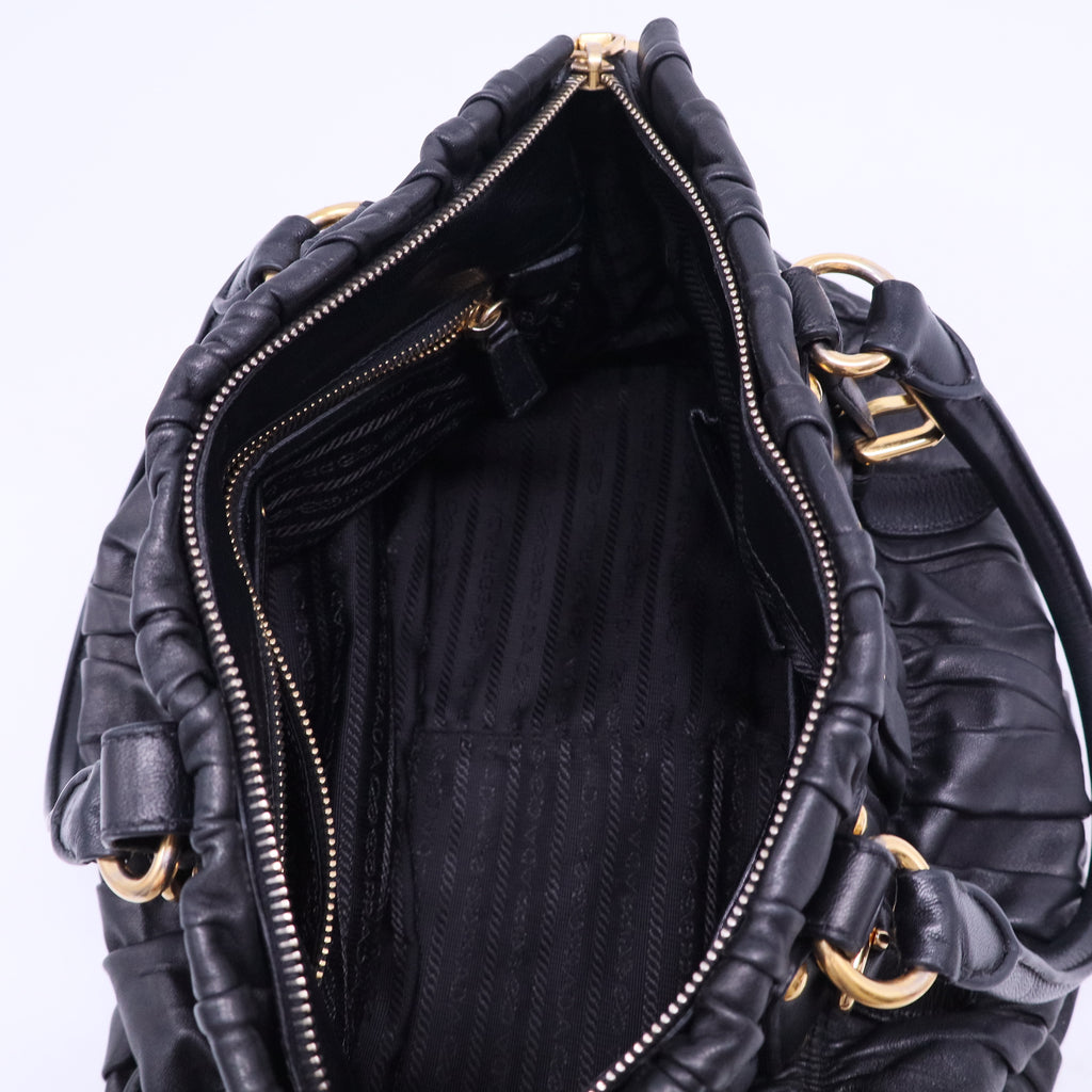 Nappa Gaufre Dome Satchel Caffe B20358