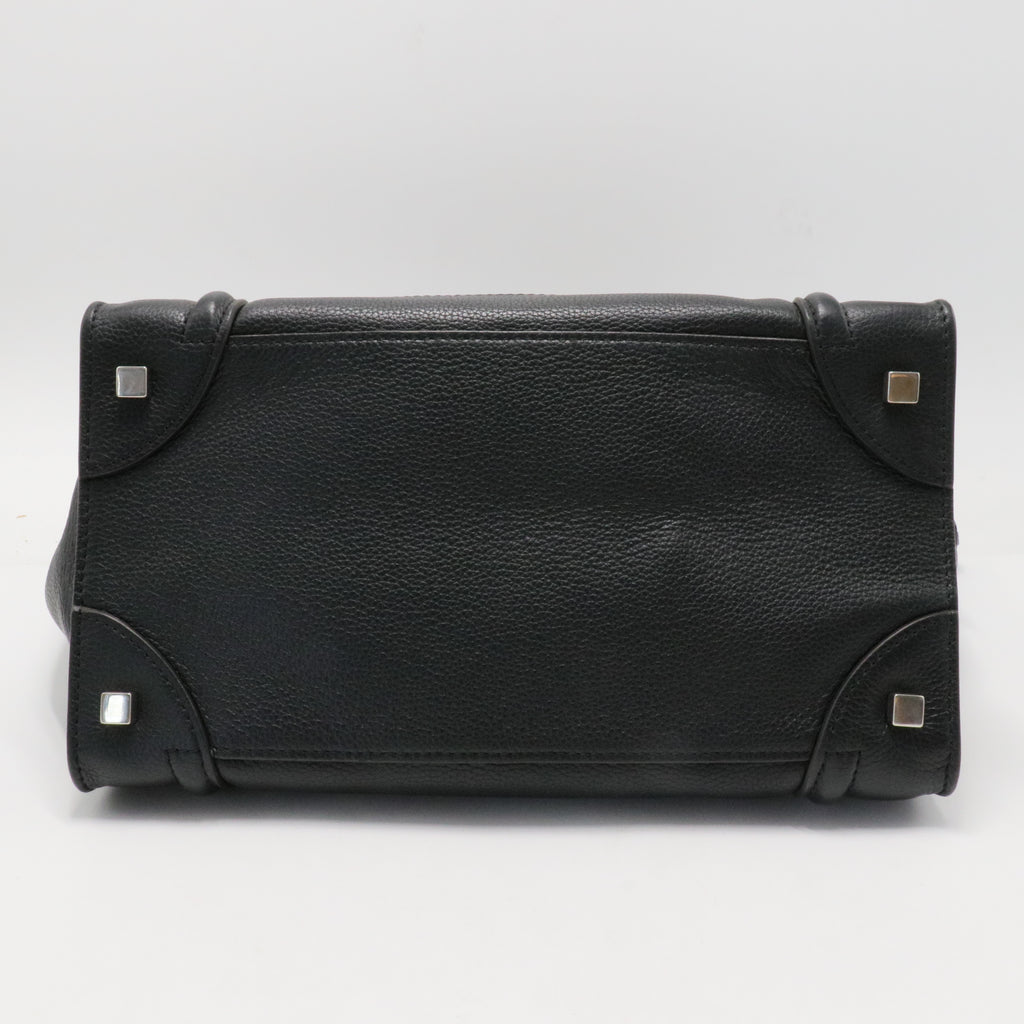 Drummed Calfskin Micro Luggage Black