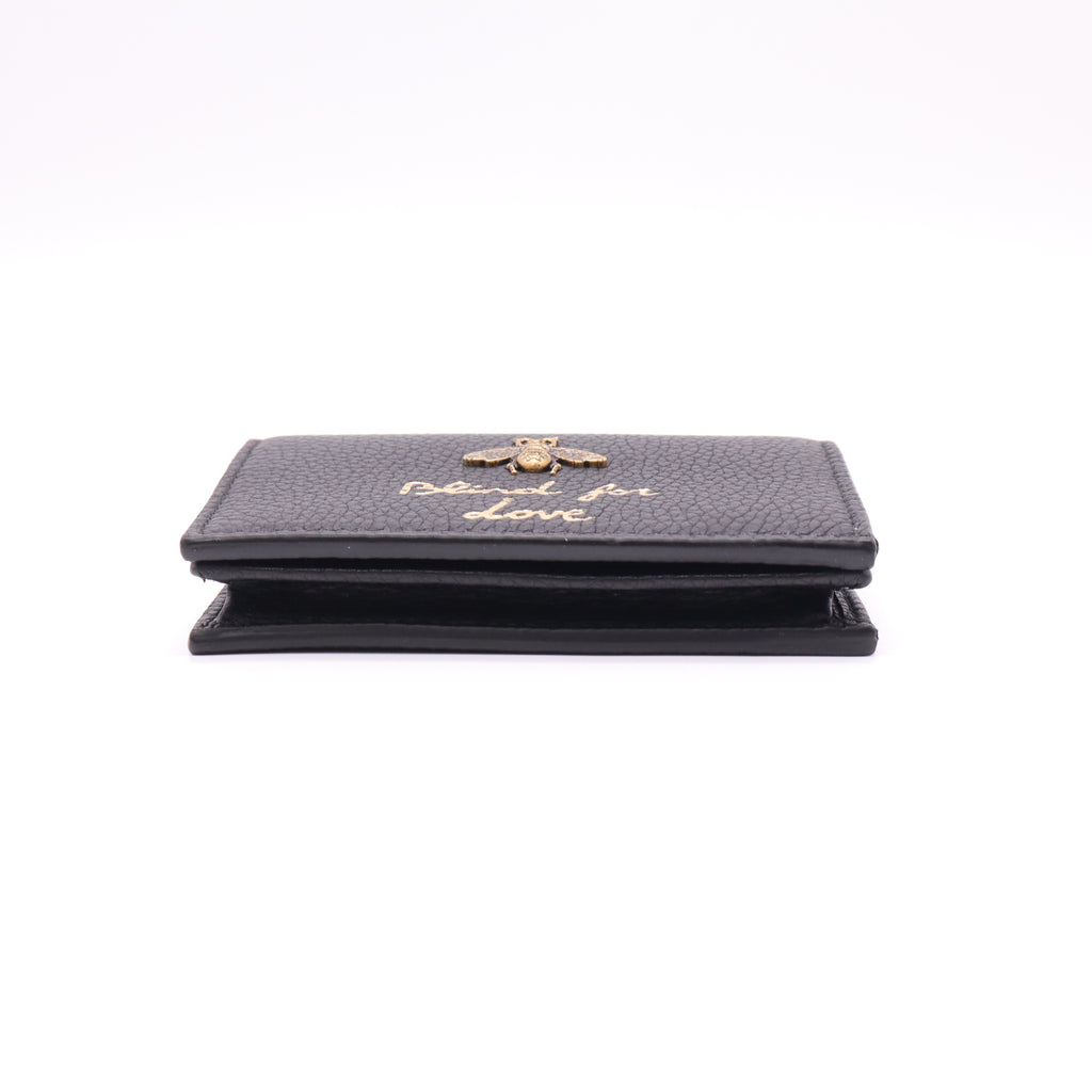Gucci Animalier "Blind for Love" Bee Leather Card Case Wallet W22240
