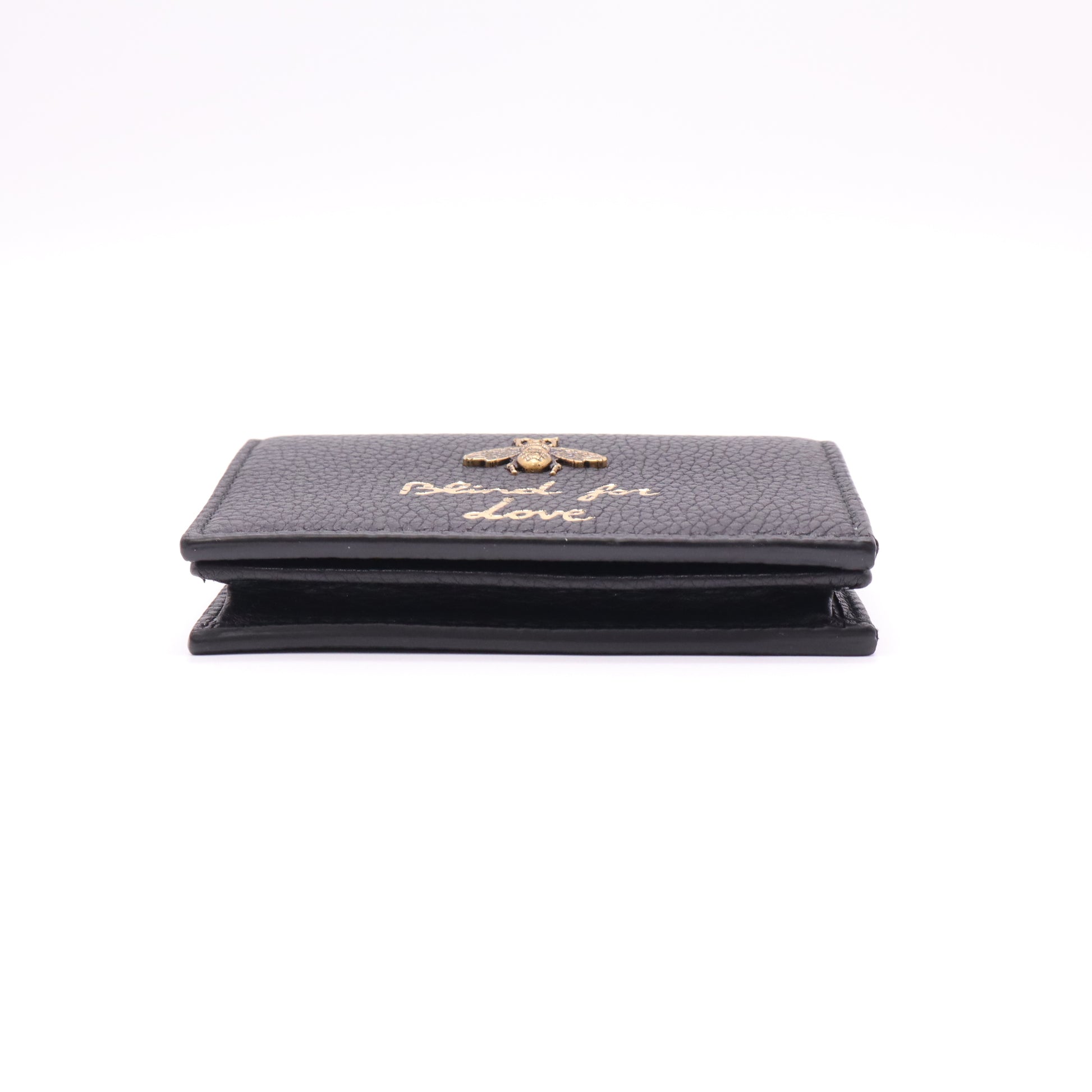 Gucci Animalier "Blind for Love" Bee Leather Card Case Wallet W22240