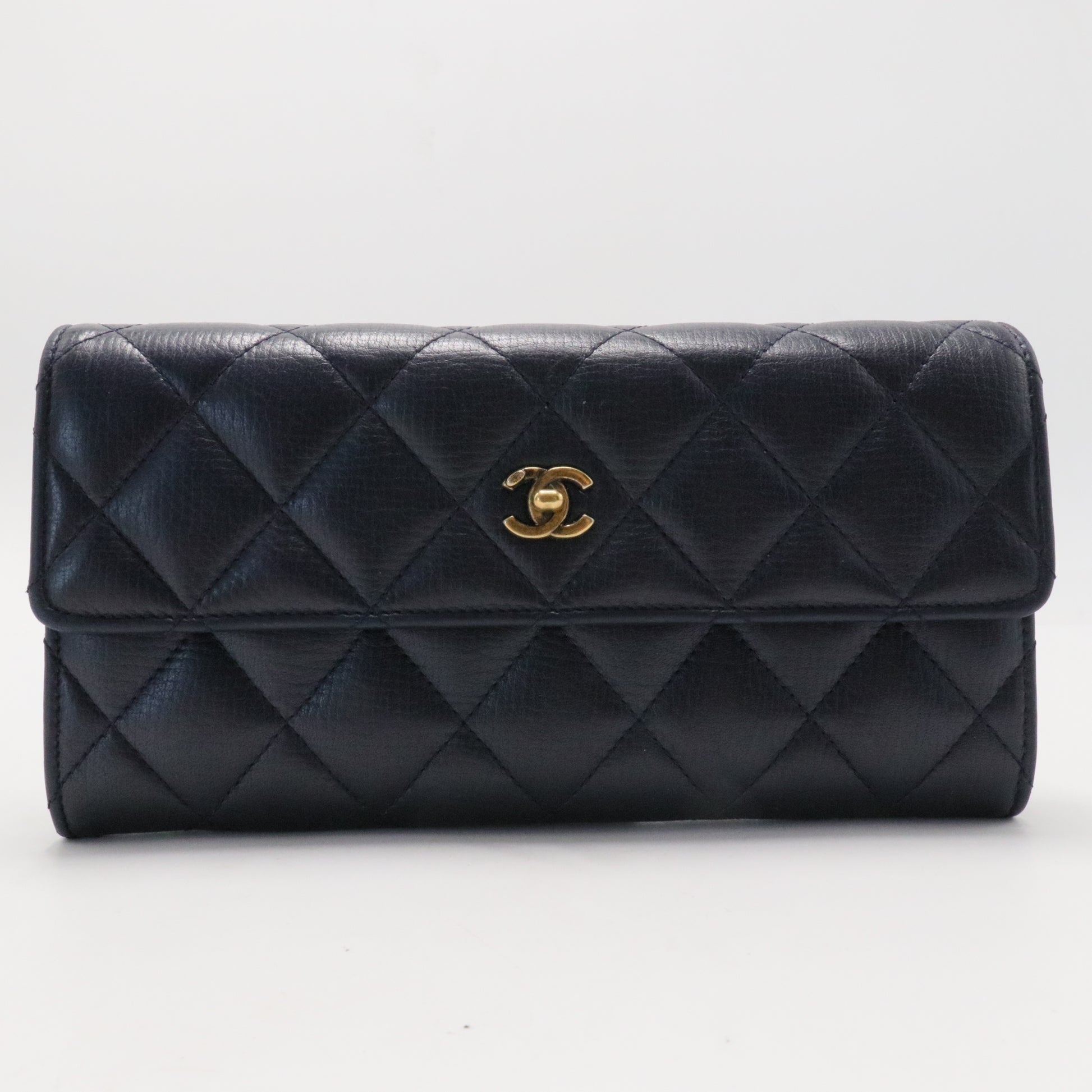 Chanel Matelasse Coco Mark Long Wallet Black