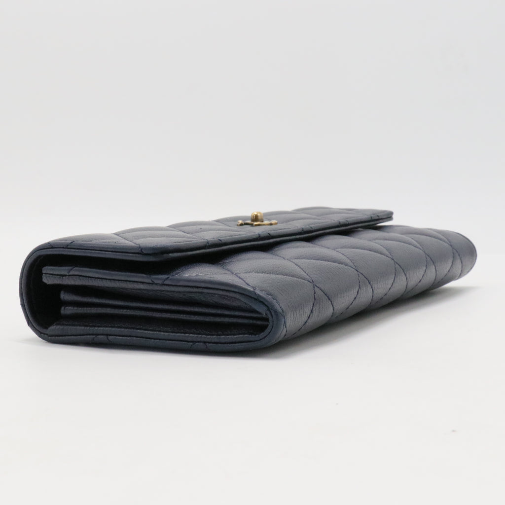 Chanel Matelasse Coco Mark Long Wallet Black