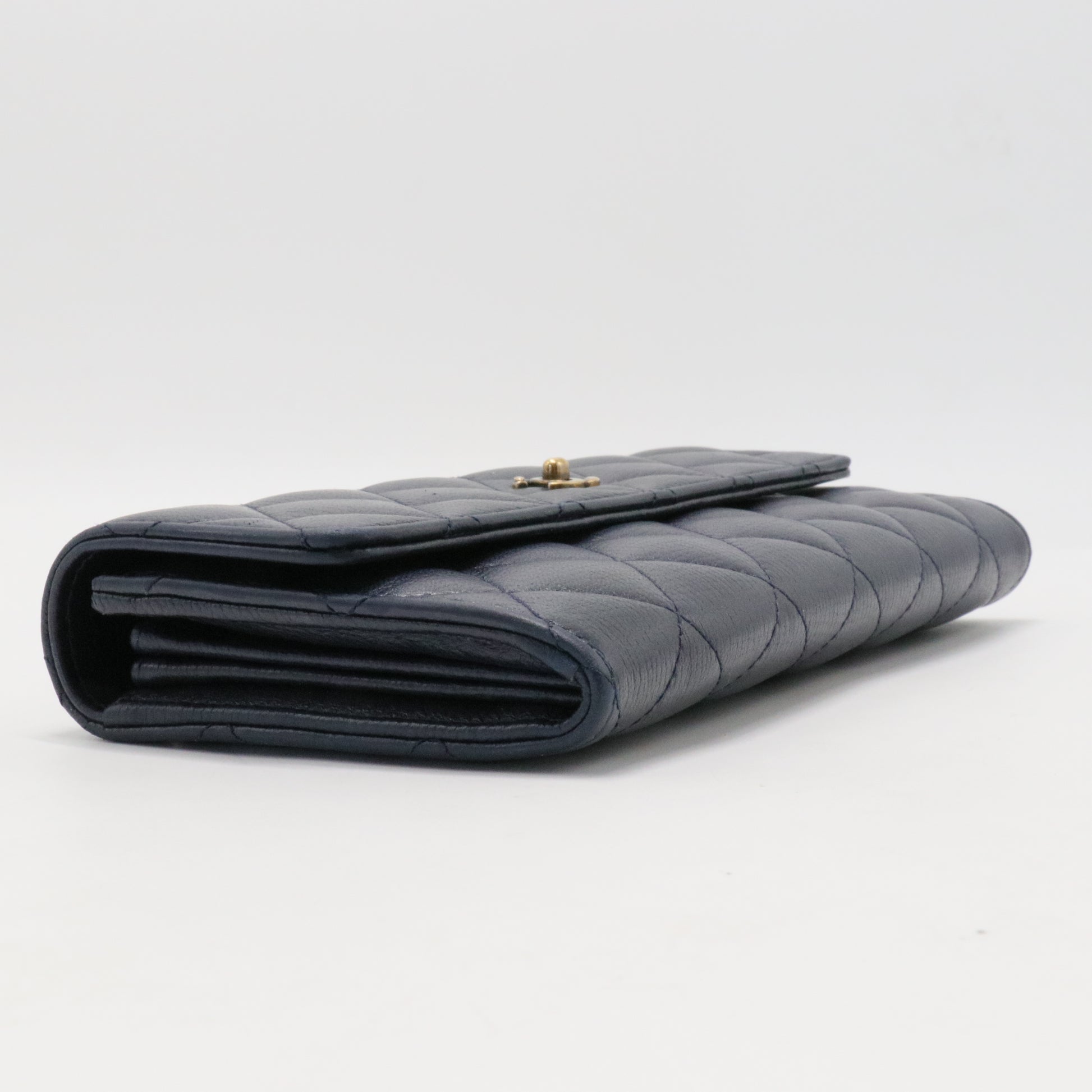 Chanel Matelasse Coco Mark Long Wallet Black