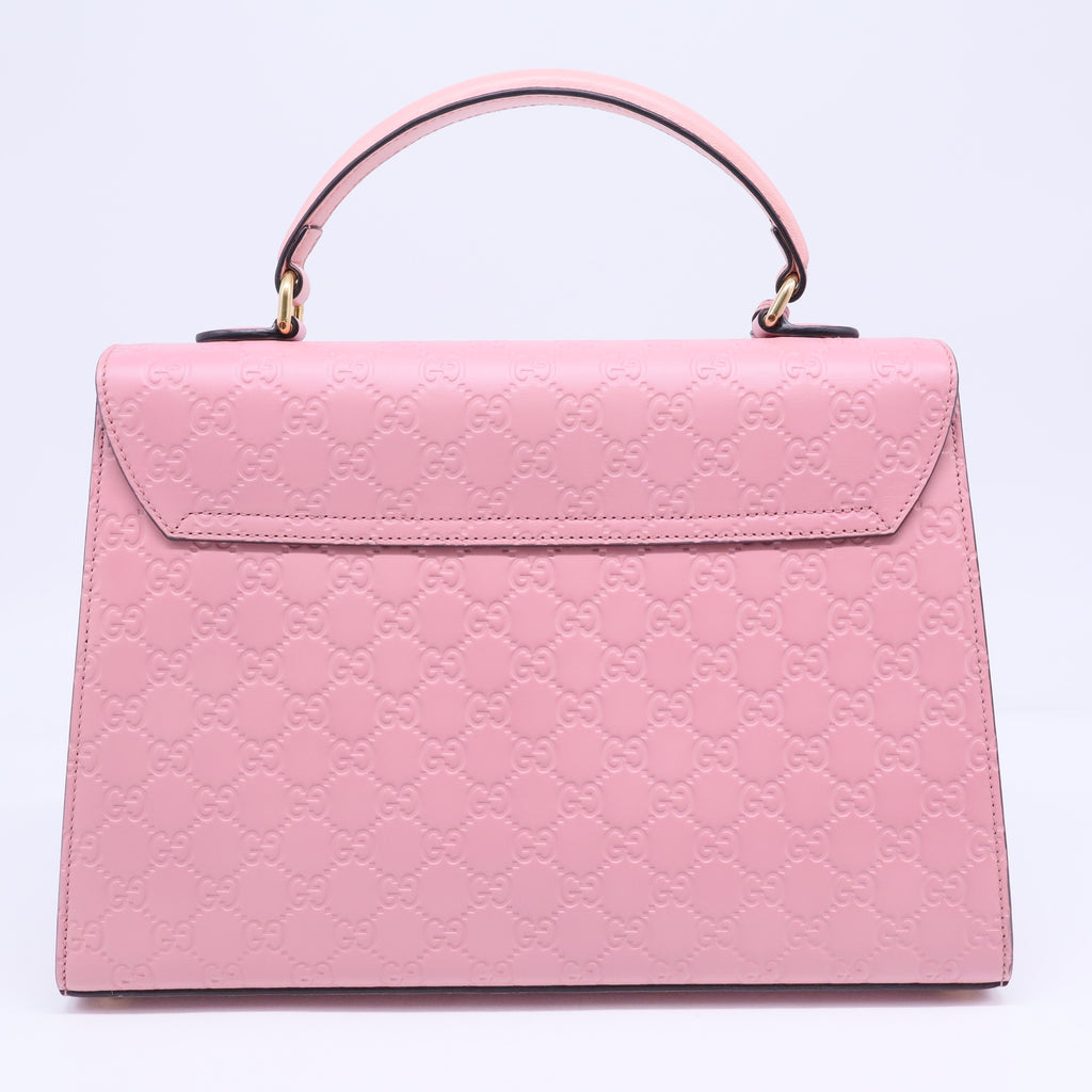 Pink Guccissima Leather Medium Padlock Top Handle Bag B20356