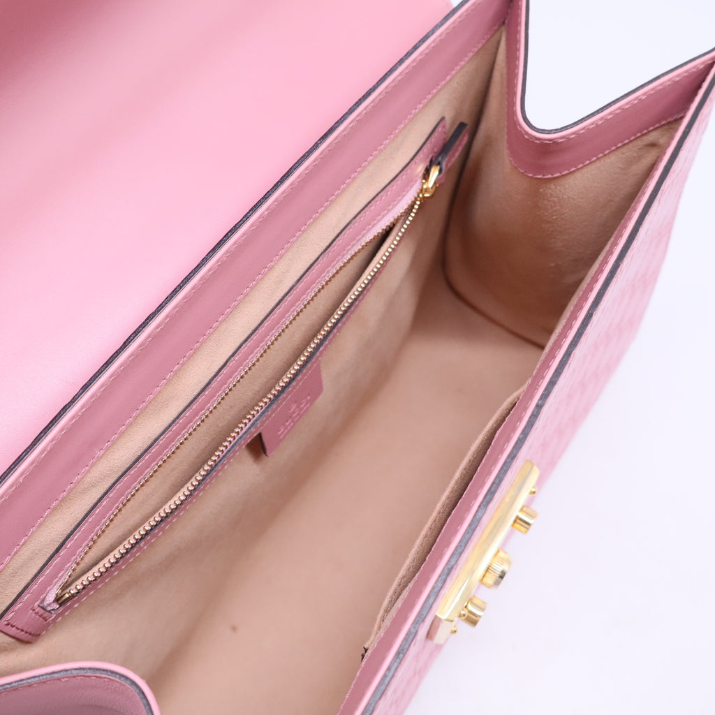 Pink Guccissima Leather Medium Padlock Top Handle Bag B20356