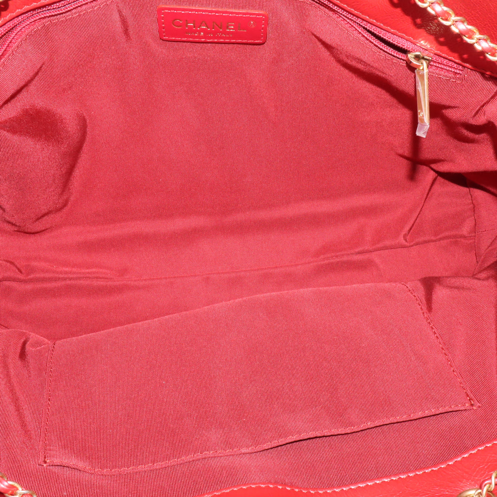 Chanel Quilted Glazed Leather Chain Drawstring Shopping Tote Bag Twins LDJ5229