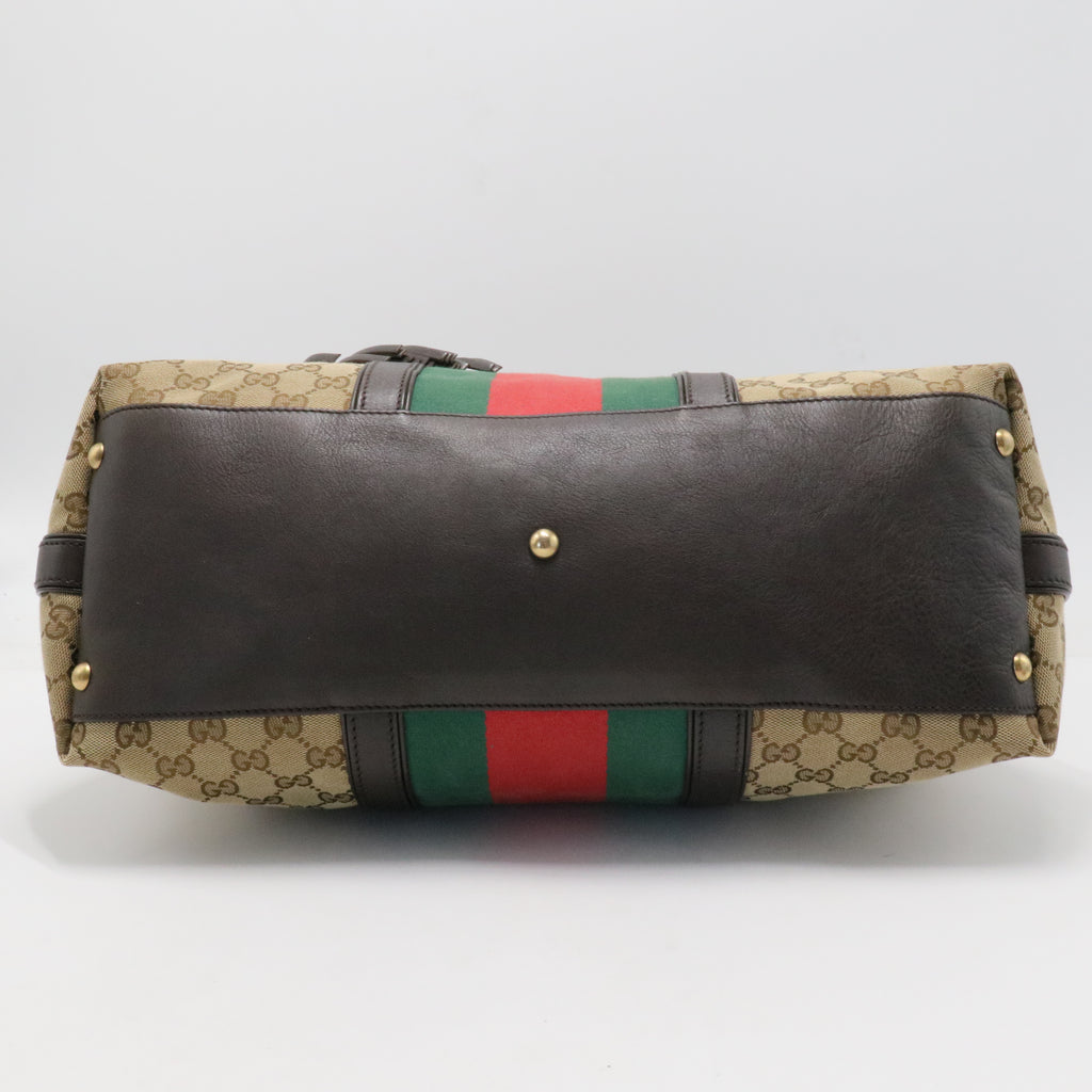 Monogram Web Medium Rania Top Handle Bag Brown