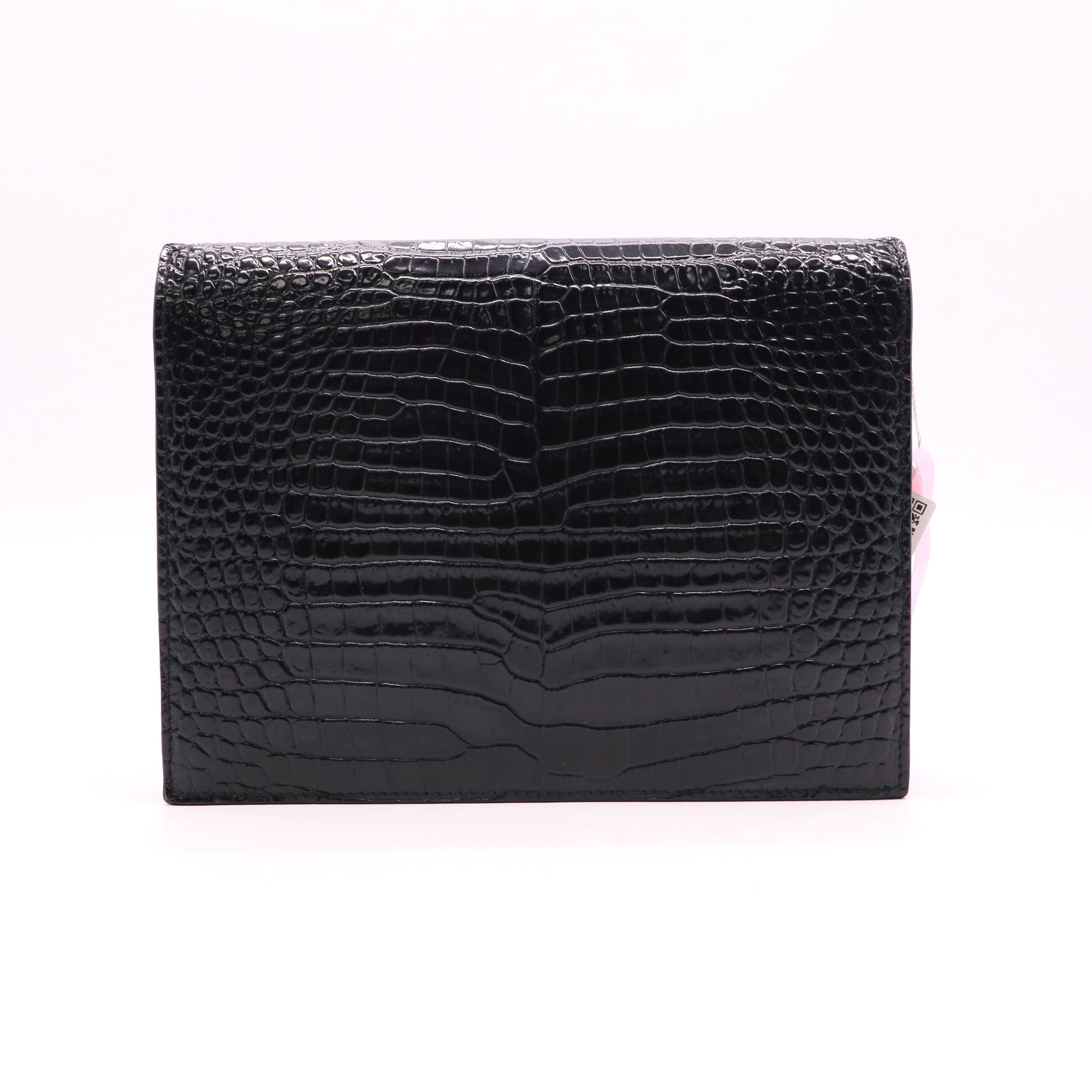 Cassandra Chain Shoulder Bag Crocodile Embossed Leather Small Twins