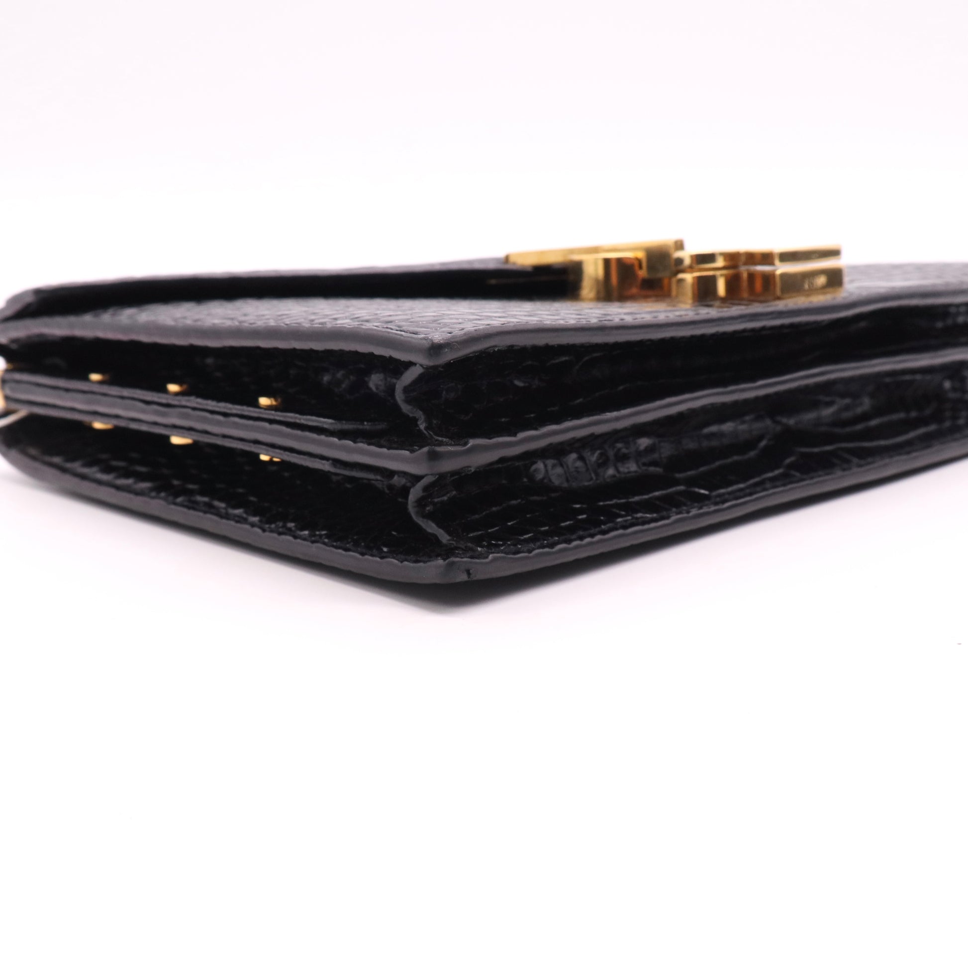 Cassandra Chain Shoulder Bag Crocodile Embossed Leather Small Twins