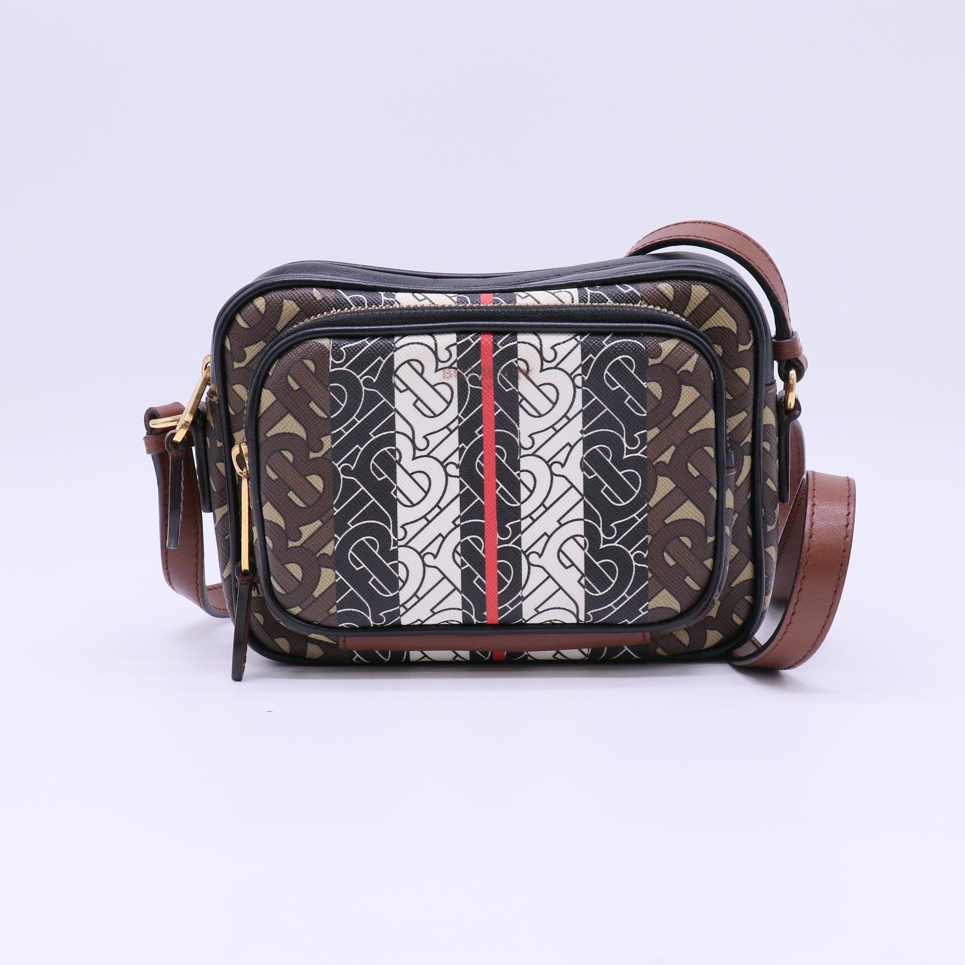 Burberry Small Monogram Stripe E-canvas Camera Bag B22414