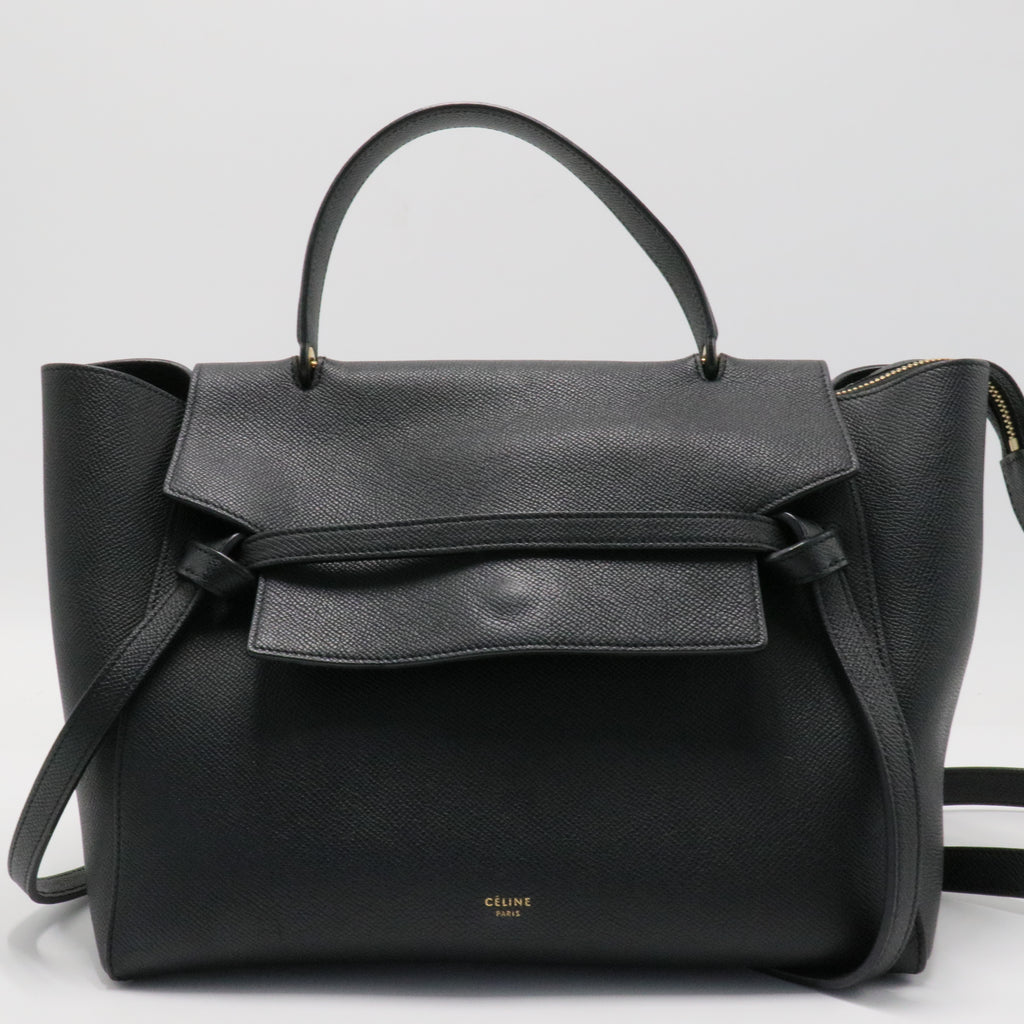 Grained Calfskin Mini Belt Bag Black