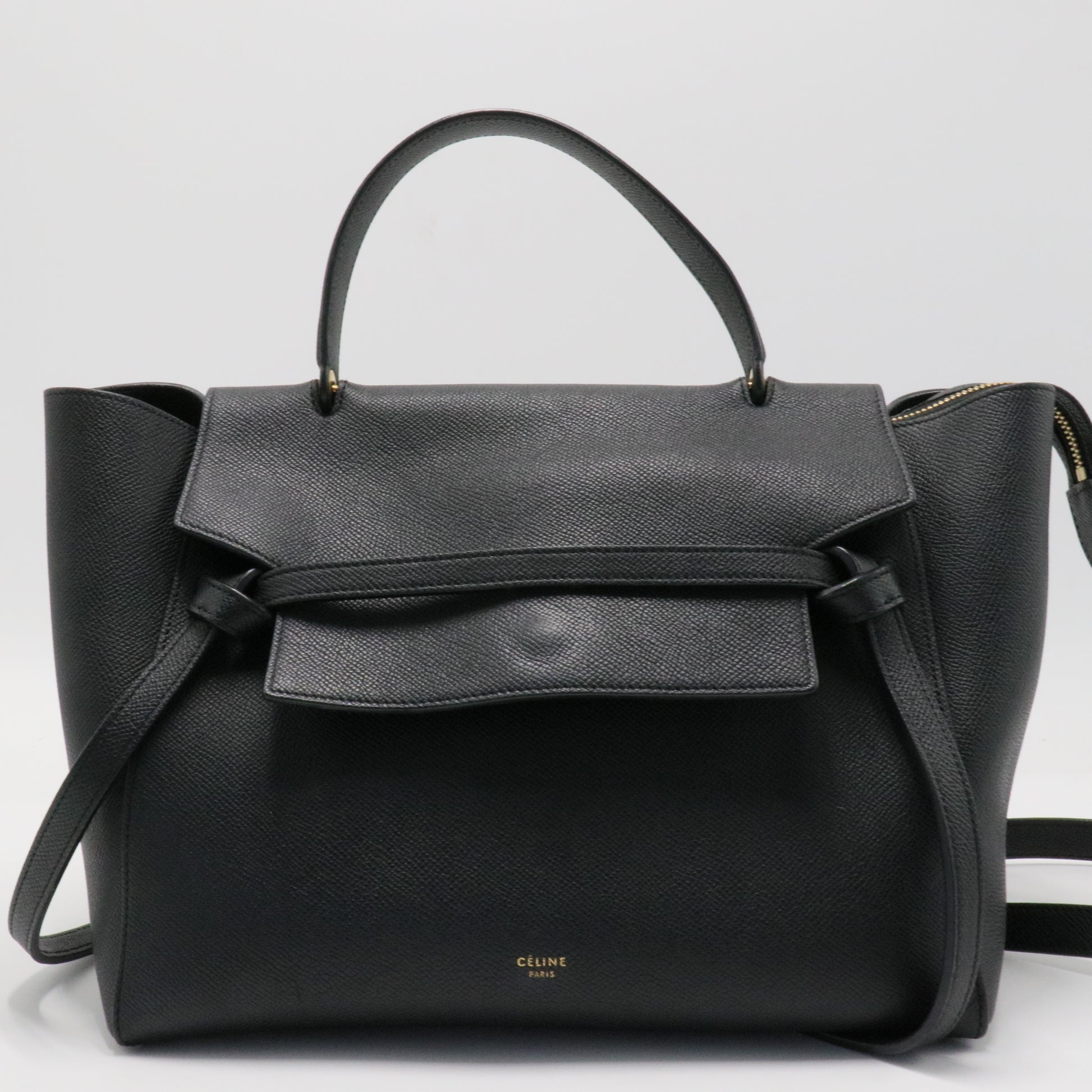 Grained Calfskin Mini Belt Bag Black