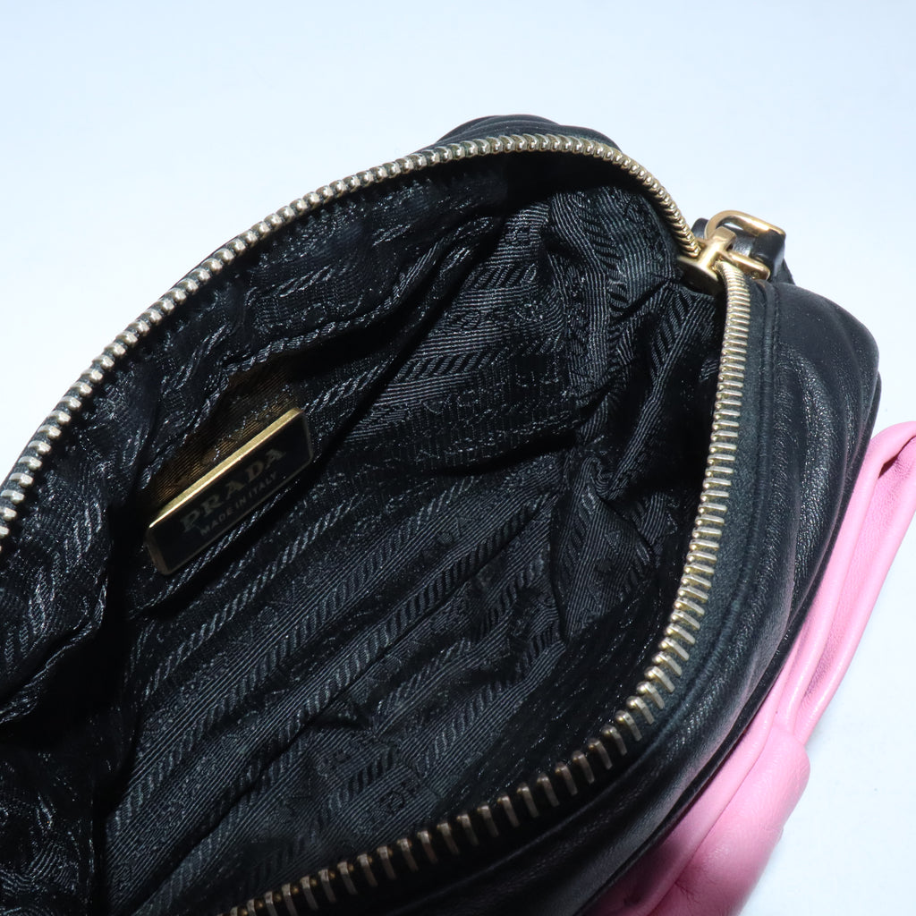 Prada Ribbon Shoulder Bag Pink Black B21280