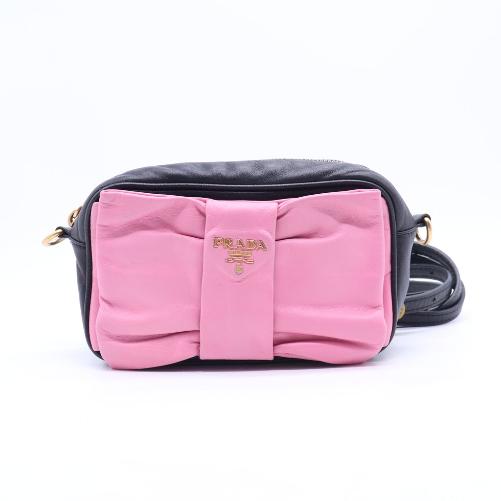 Prada Ribbon Shoulder Bag Pink Black B21280