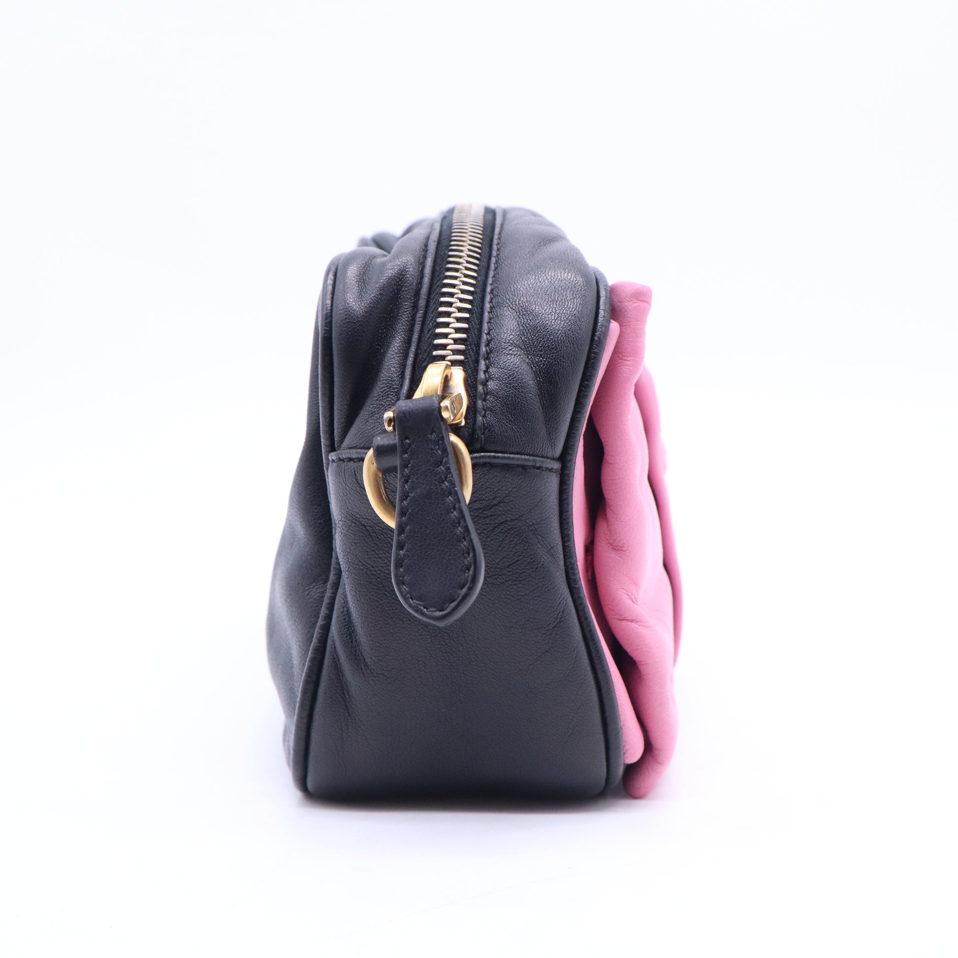 Prada Ribbon Shoulder Bag Pink Black B21280