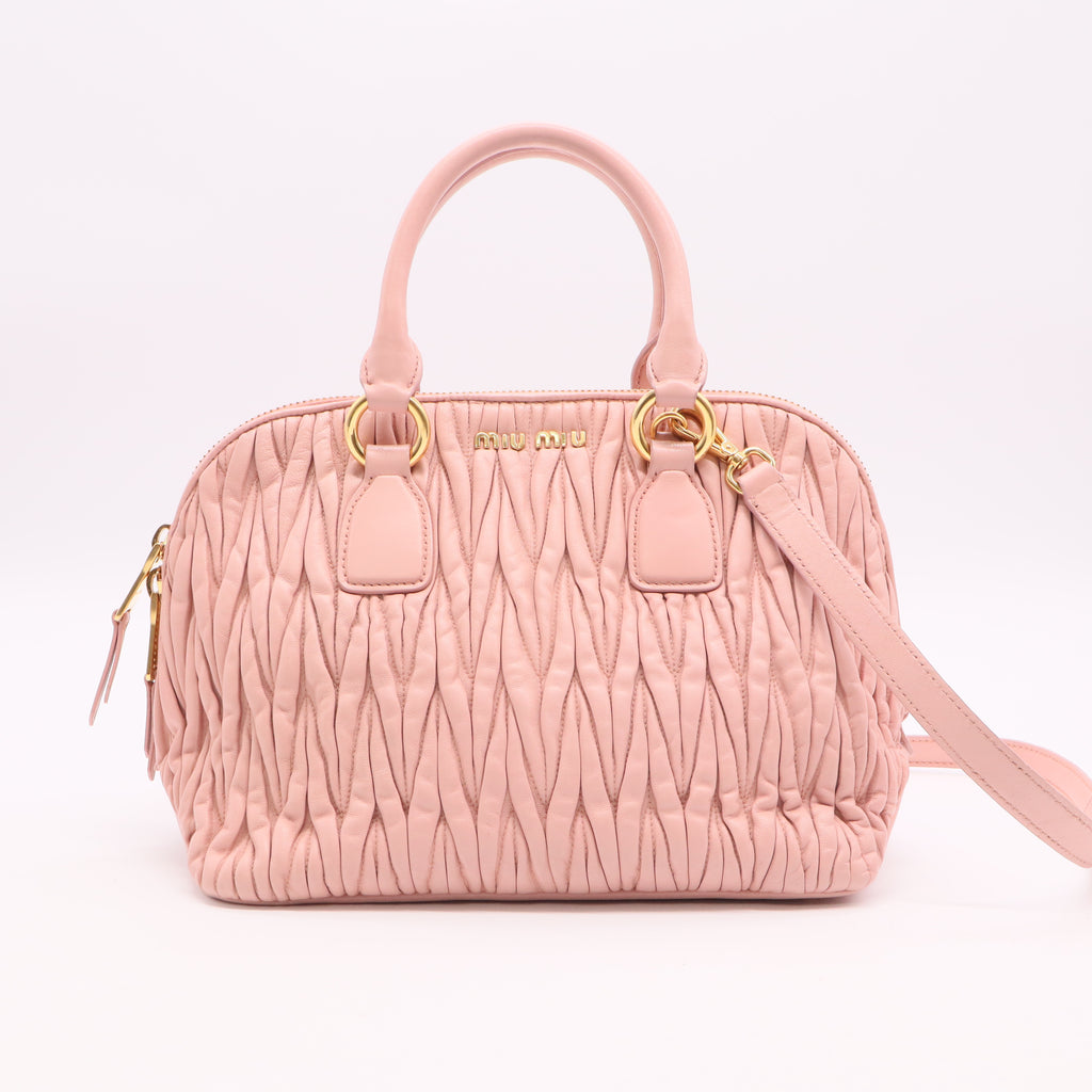 Nappa Matelasse Lux Mini Crossbody Tote Peonia