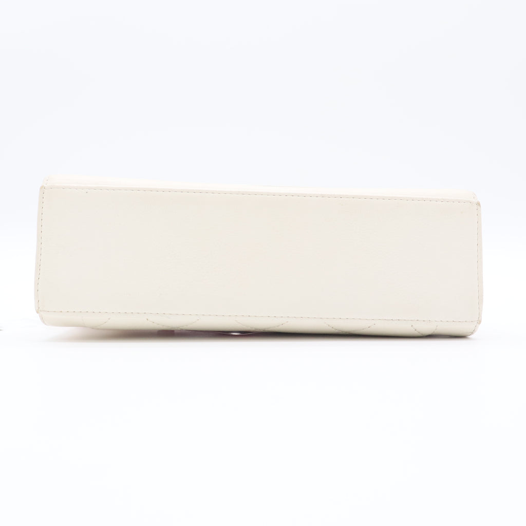 Chanel Executive Small Flap Caviar Leather Top Handle Bag Beige Twins