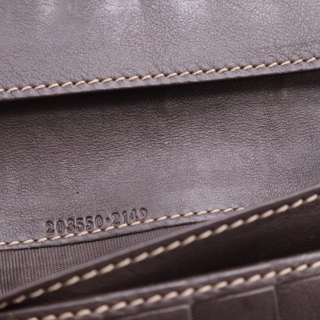 Beige/Ebony GG Canvas Engraved Heart Continental Wallet