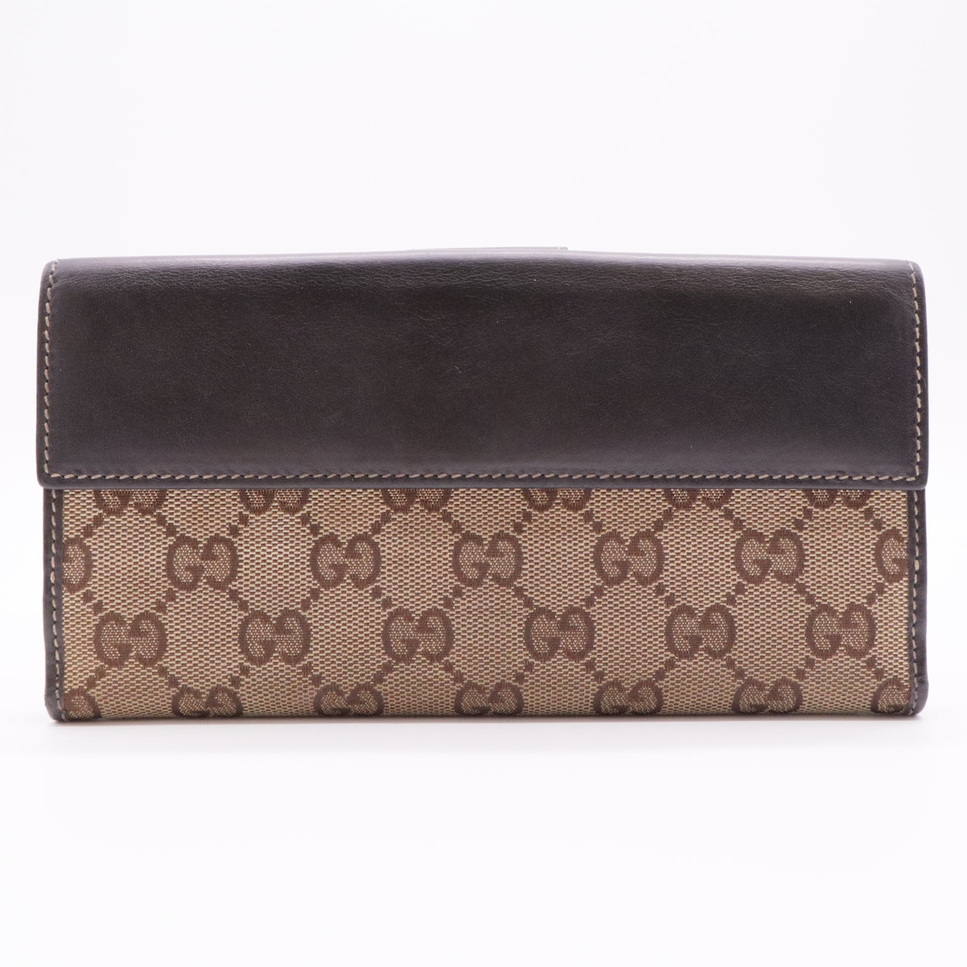 Beige/Ebony GG Canvas Engraved Heart Continental Wallet
