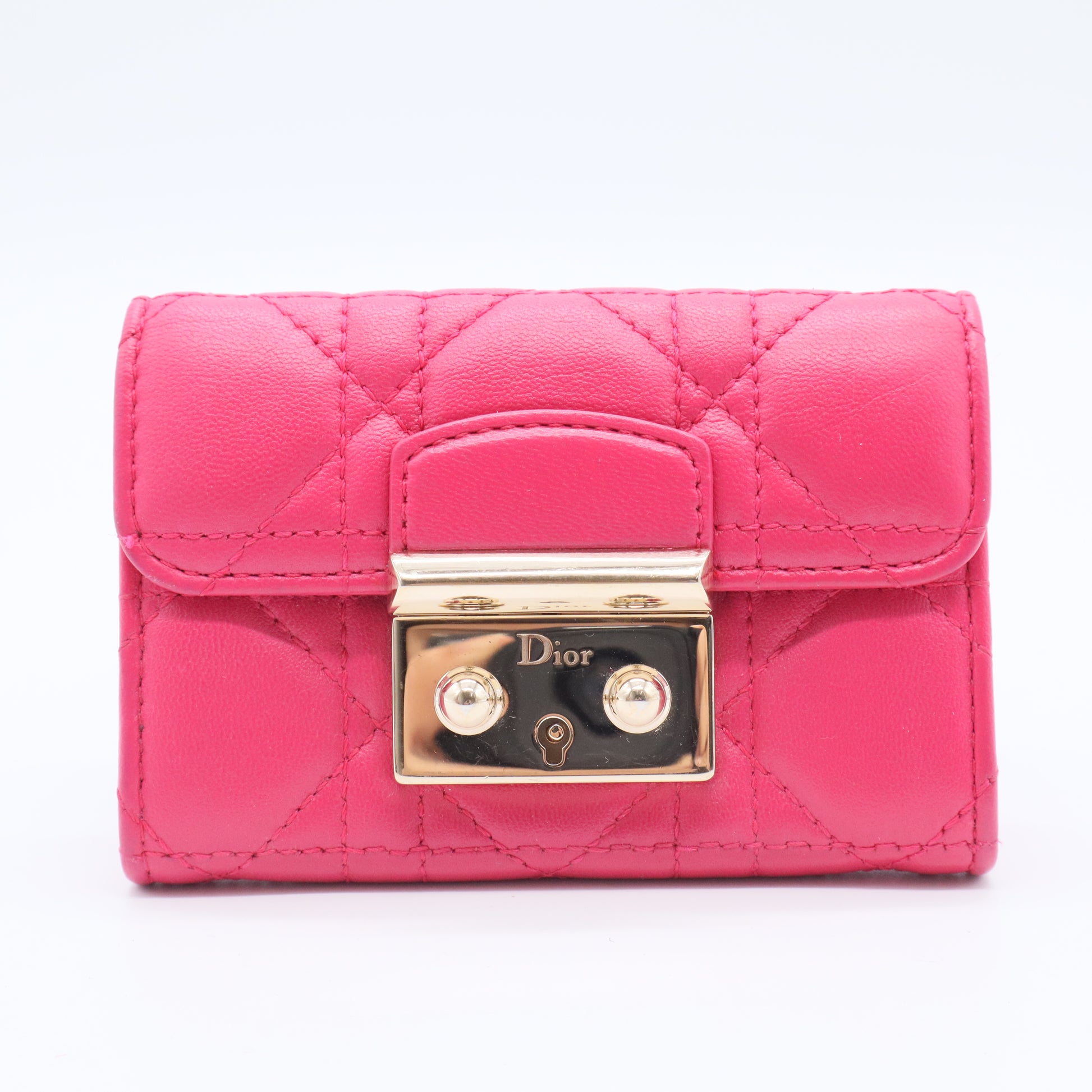 Quilted Lambskin Leather Compact Miss Dior Wallet